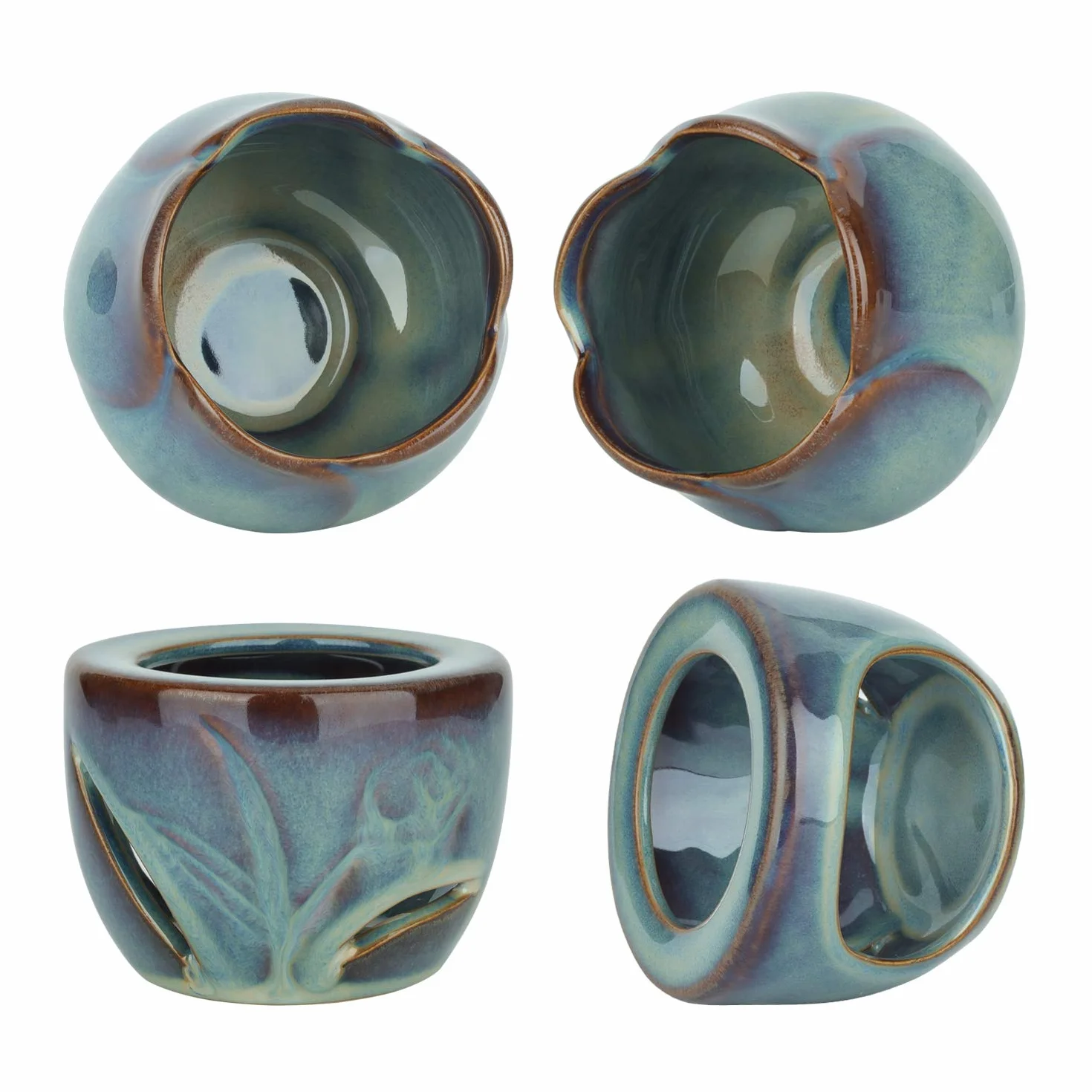 ComSaf Palnik olejków eterycznych z łyżeczką do podgrzewania, zdejmowany palnik do aromaterapii, niebieski, ceramiczny dyfuzor zapachowy, podgrzewacz do świec, podgrzewacz do domu, sypialni, dekoracja