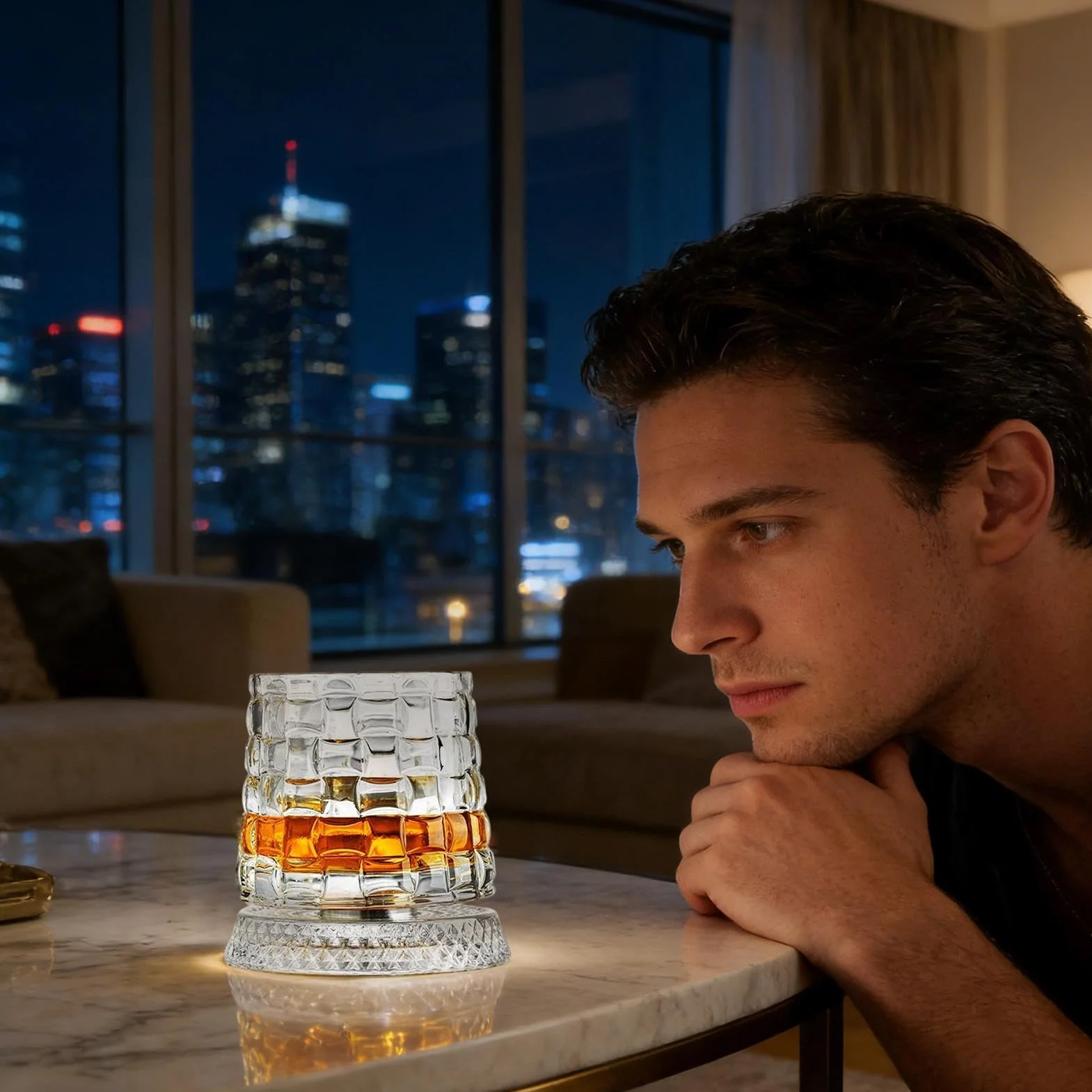 Kryształowa Szklanka Do Whisky Obrotowa 360 Stopni Starożytne Naczynie Degustacyjne