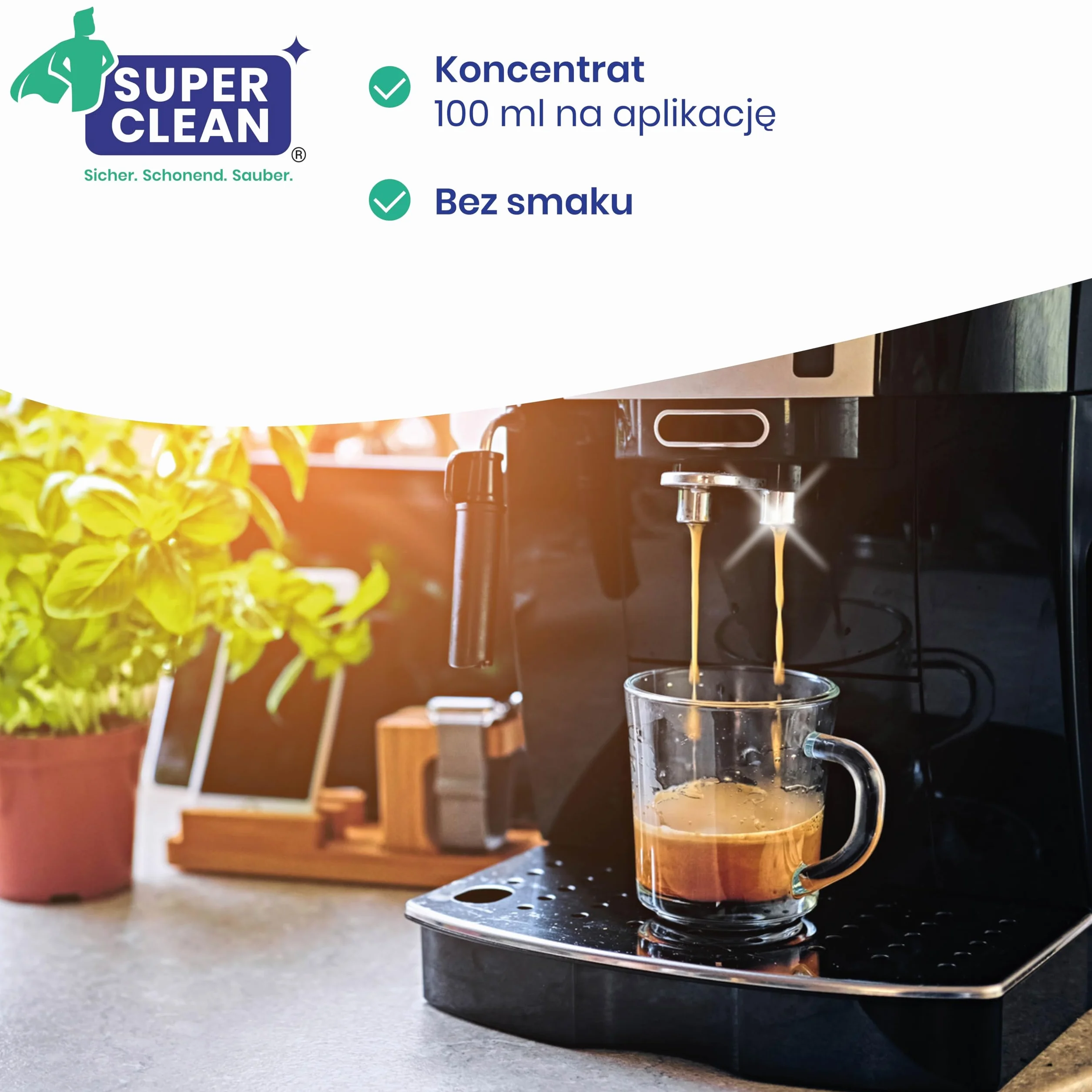 SUPER CLEAN 1L Uniwersalny Odkamieniacz Ekspres do kawy Płynny Do wszystkich maszyn 10 × odkamienianie
