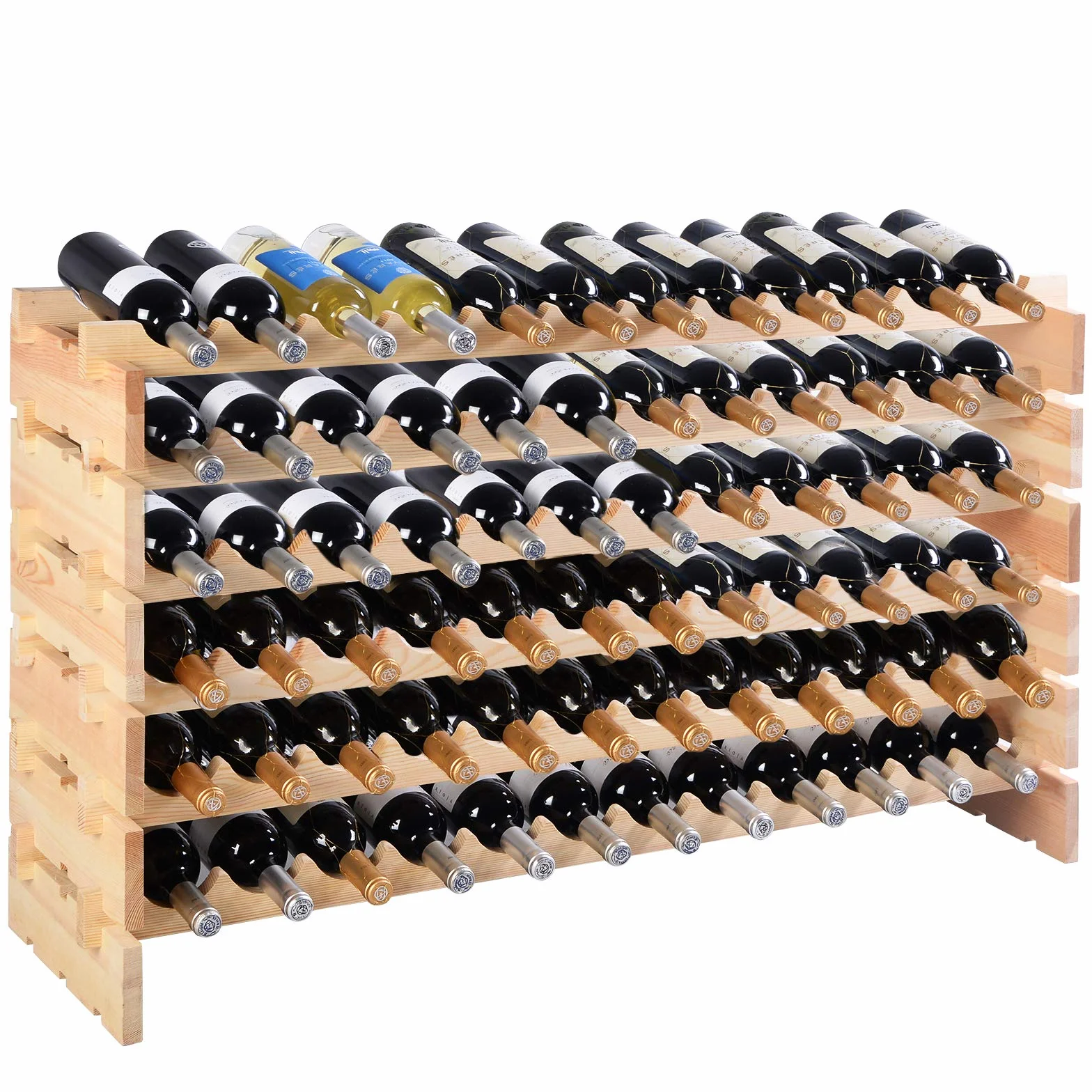 COSTWAY Drewniany regał na wino 72 butelki 6 poziomów 119x29x72 cm