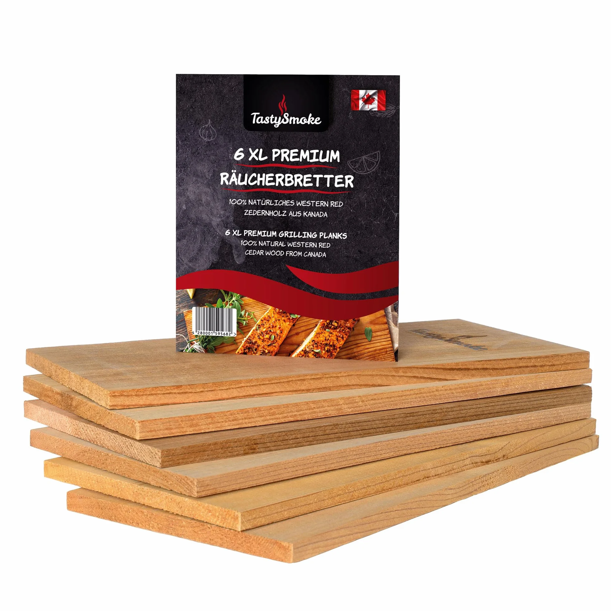 Premium Deska do grillowania z drewna cedrowego – 100% naturalny produkt z cedru western red – Deski do grillowania z drewna cedrowego w opakowaniu 6 sztuk – wielokrotnego użytku