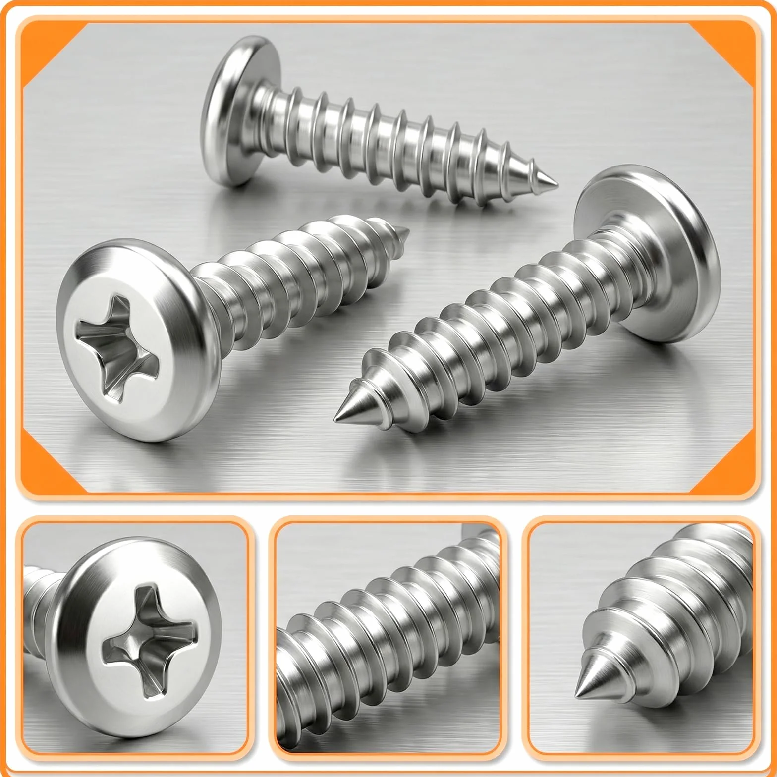 Wkręty do drewna M5 x 40 mm, ze stali nierdzewnej, 25 szt. wkrętów blaszanych, ze stali nierdzewnej, A2, V2A, wkręty z płaskim łbem krzyżowym, wkręty samogwintujące, pełny gwint, śruby do