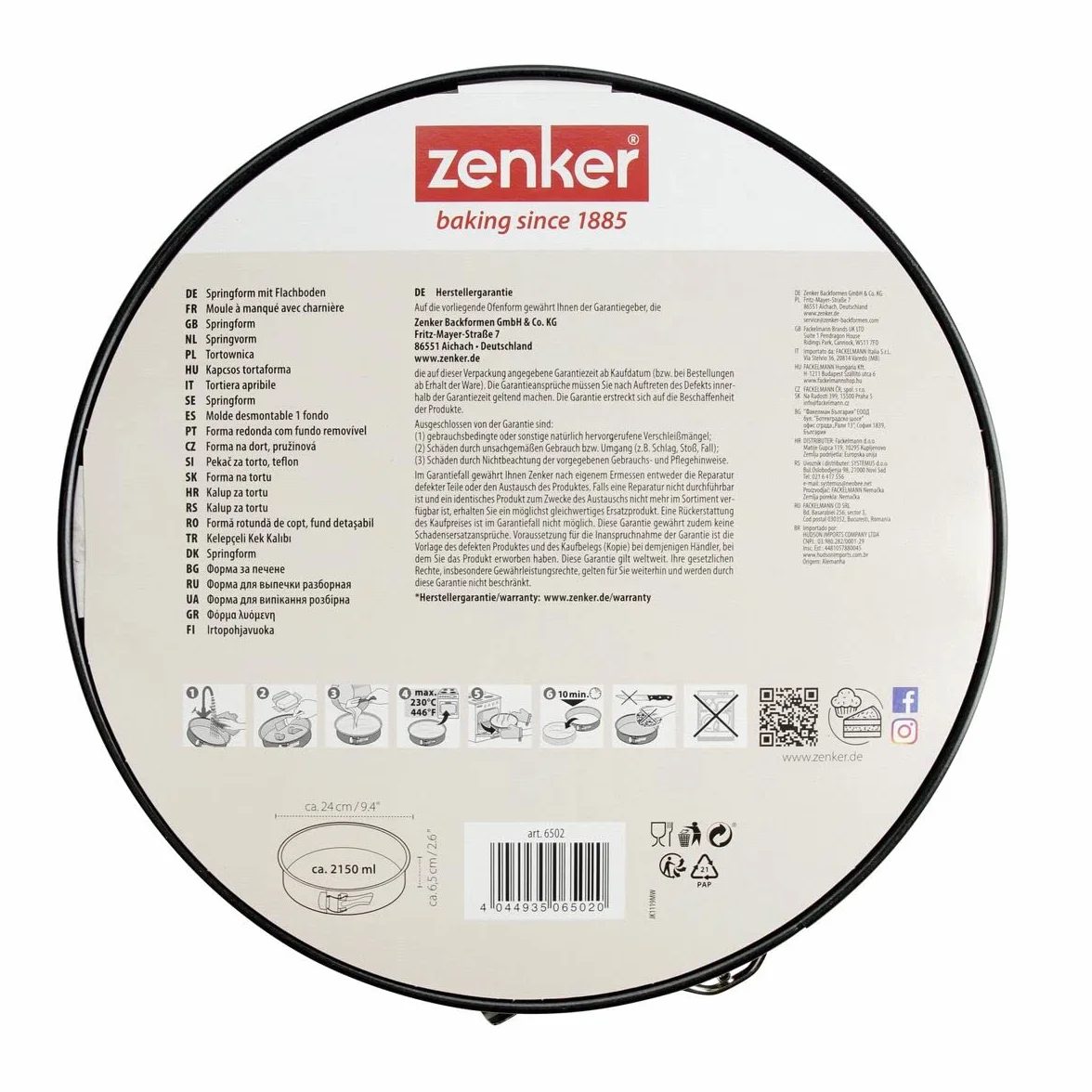 Zenker Forma do Pieczenia Ø 24 cm z Powłoką Zapobiegającą Przywieraniu
