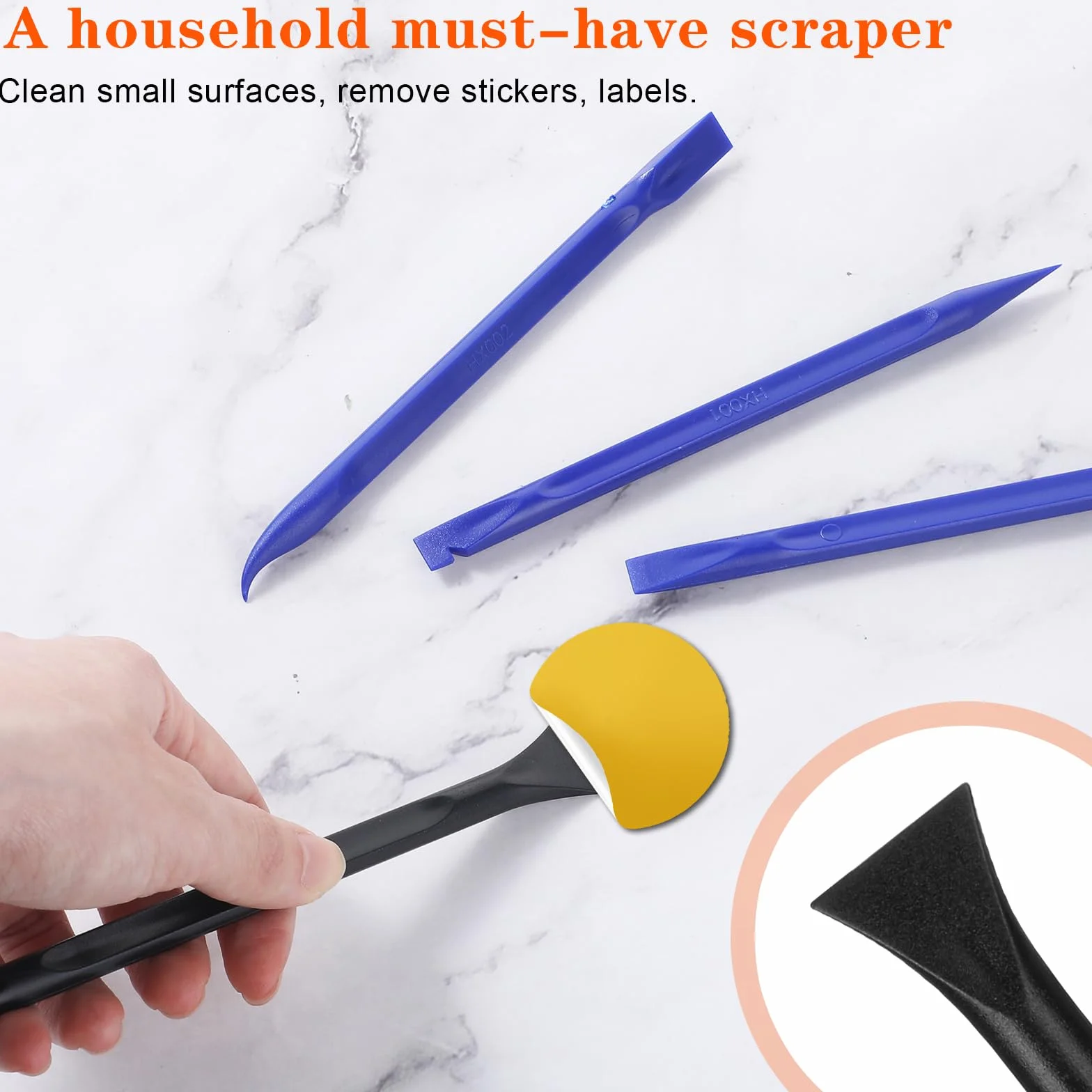 Jeffdad 9 sztuk plastikowego skrobaka, wielofunkcyjny skrobak z włókna węglowego, odporny na zarysowania, skrobak kuchenny, do ciasnych przestrzeni, kuchni, szczelin, jedzenia, farby (czarny +