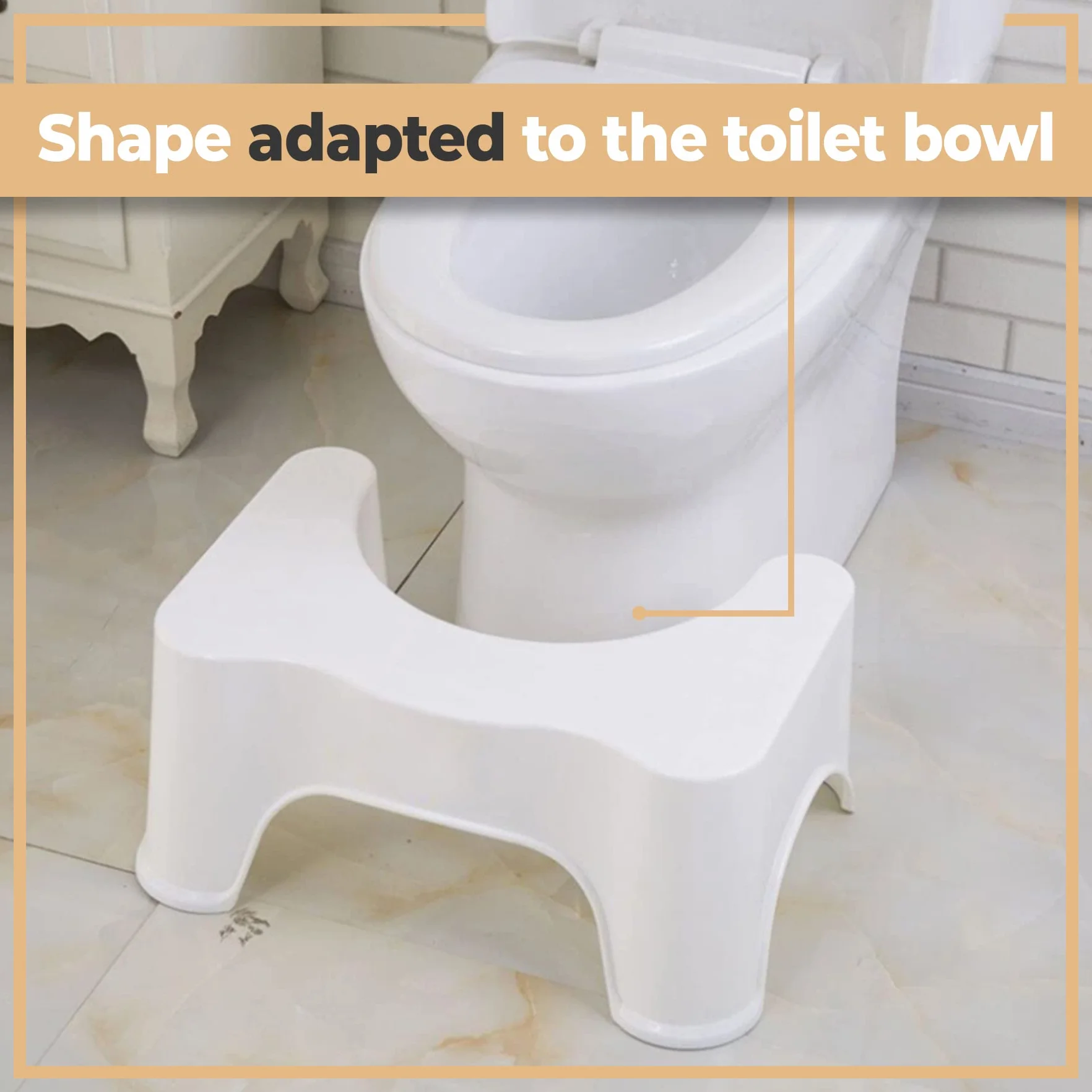 Retoo taboret toaletowy medyczny dla zdrowej flory jelitowej, 42x26,5x17 cm, antypoślizgowy, idealna wysokość dla zalecanej postawy, taboret do WC umożliwia kucającą pozycję zapobiegającą zaparciom