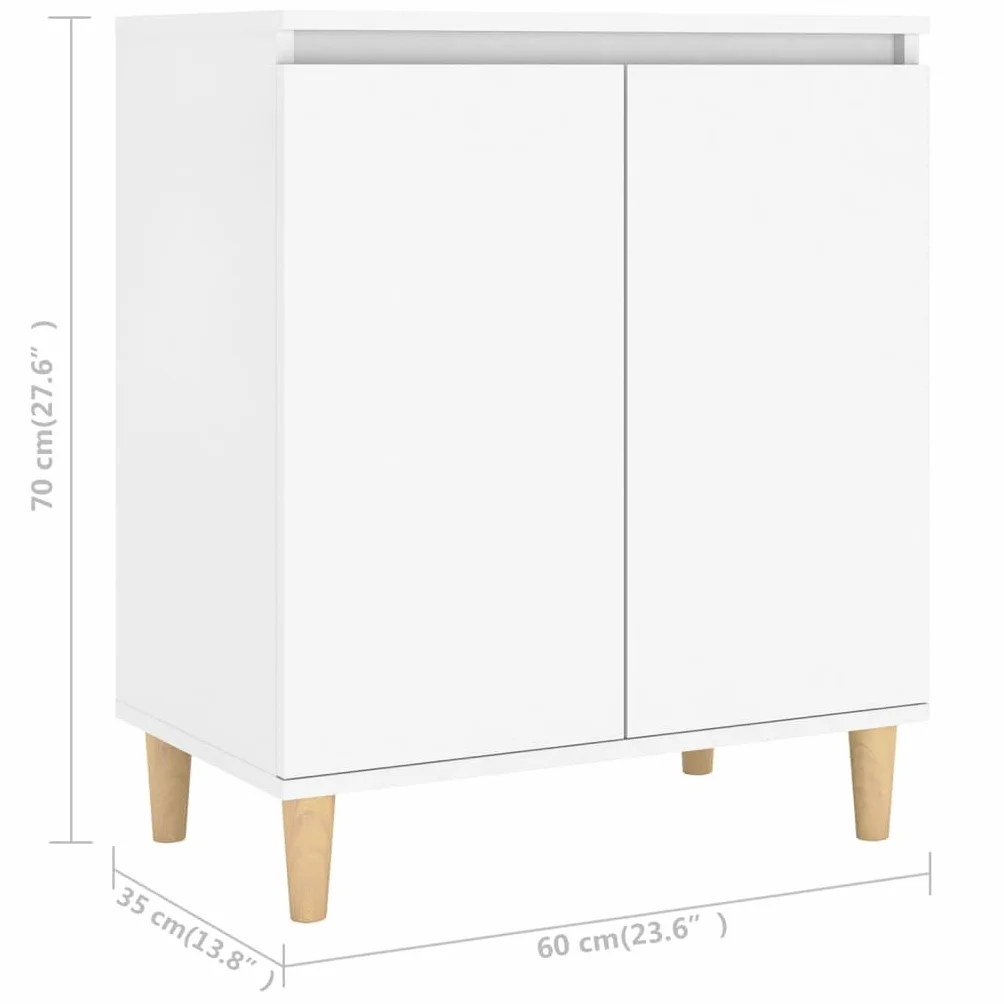 vidaXL Szafka z drewnianymi nóżkami, biała 60x35x70 cm