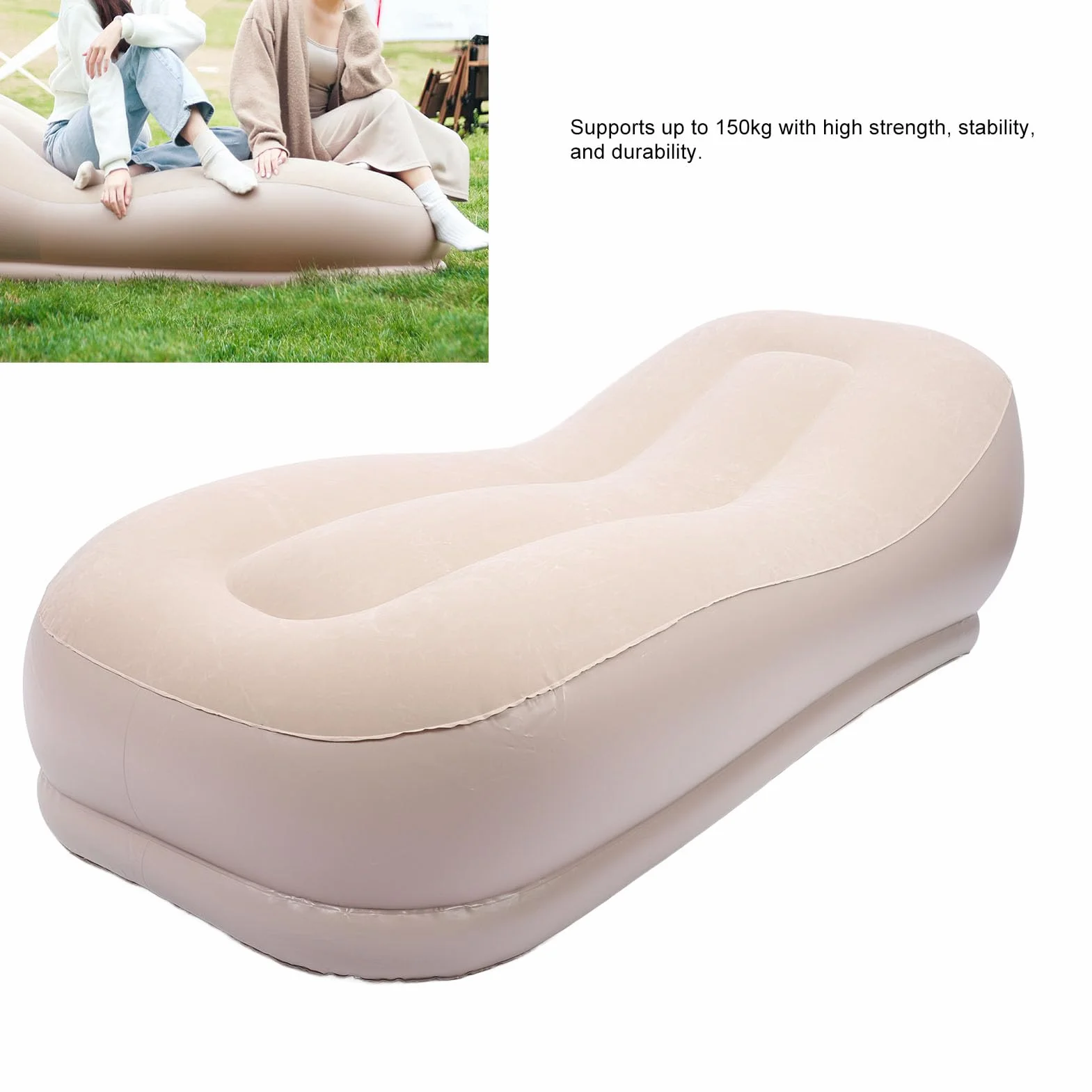 Automatycznie Nadmuchiwana Sofa Dmuchana, Przenośna Samopompująca Sofa, Dmuchana Kanapa Sofa Dmuchana Leniwy Fotel Wypoczynkowy Przytulna Rozkładana Sofa do Spania na Kempingu