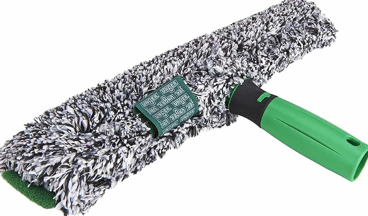 Unger AK011AUNGER ErgoTec zestaw startowy do czyszczenia okien 2 w 1 - rakla i rękaw do spryskiwacza z mikrofibry, zielony, 35 cm