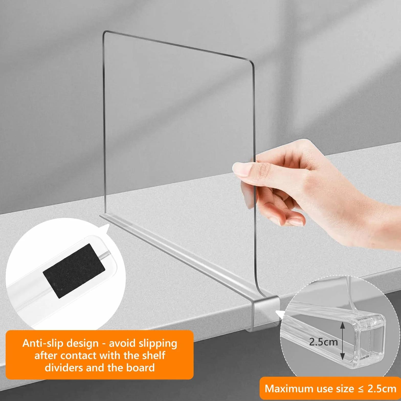 4 przezroczyste akrylowe separatory półek, przegrody do szaf, wielofunkcyjne przegrody do półek, 30 x 23,5 cm, przegrody do szuflad na ubrania, buty, torby i książki