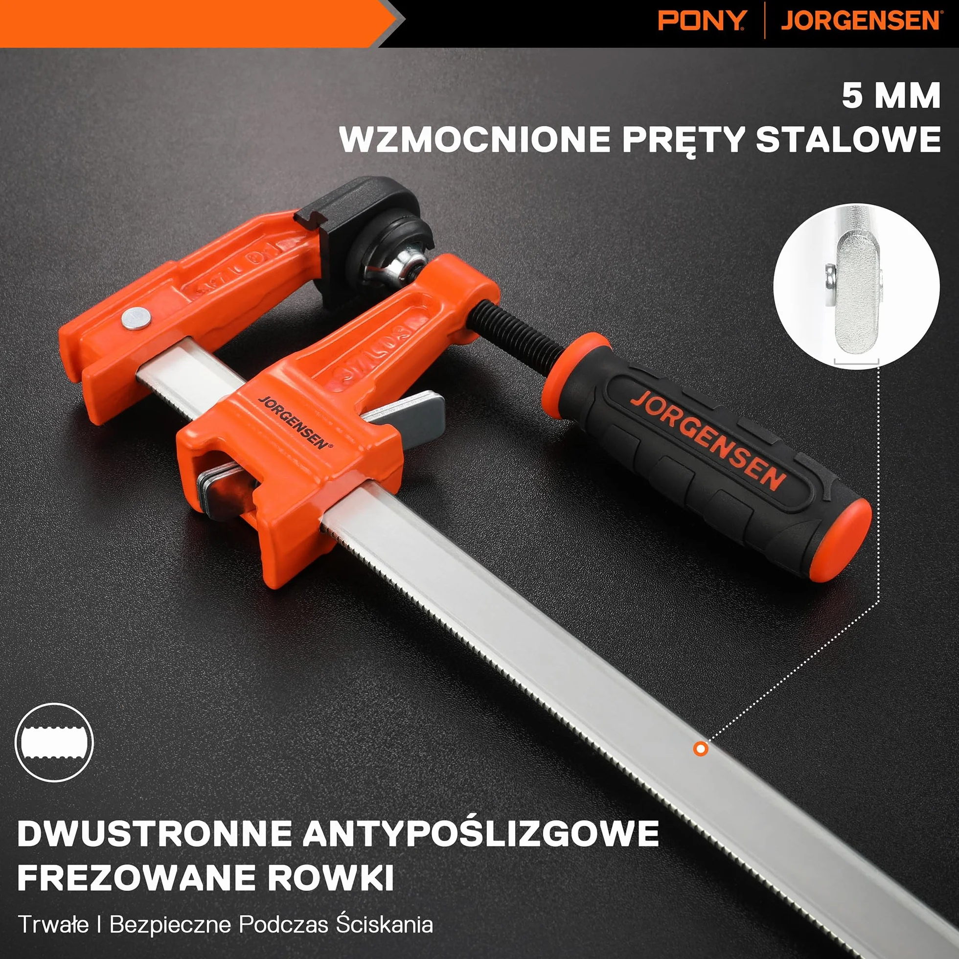 JORGENSEN Profesjonalne ściski stolarskie 300 mm, 2 sztuki, z funkcją szybkiego zwalniania, do drewna, typu F