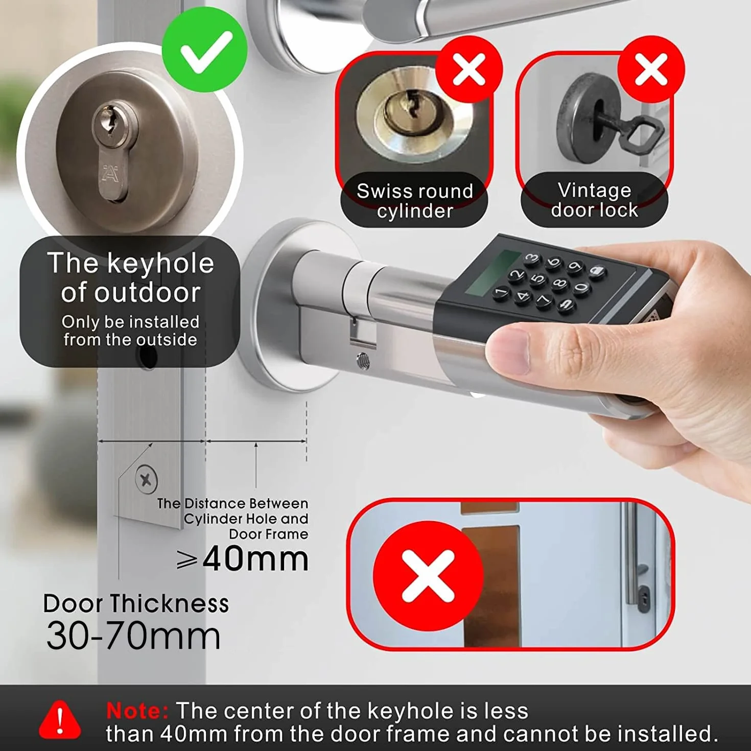 WELOCK PCB41-WIFI Gateway Inteligentny elektroniczny zamek do drzwi z aplikacją smartfonową Bluetooth, kartą RFID EU Standard Waterproof IP65 Keyless Cylinder and WiFi Bluetooth Gateway Combo Kit