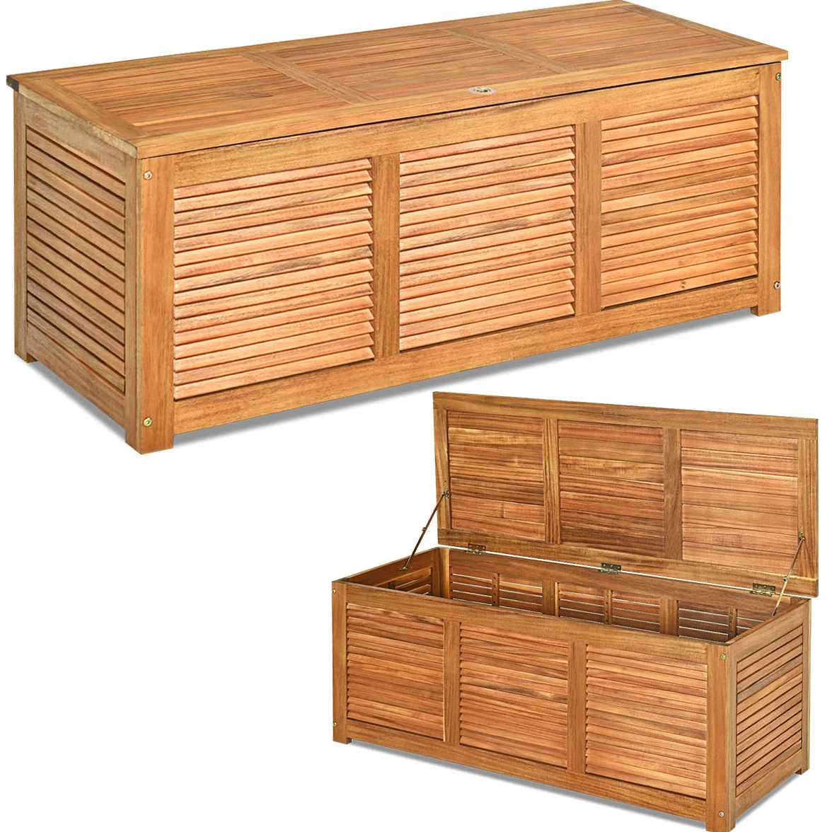 COSTWAY Skrzynka ogrodowa, drewno akacjowe, skrzynia do przechowywania o pojemności 179 l, pudełko do przechowywania, skrzynia na poduszki, na balkon, 120 x 45 x 45 cm