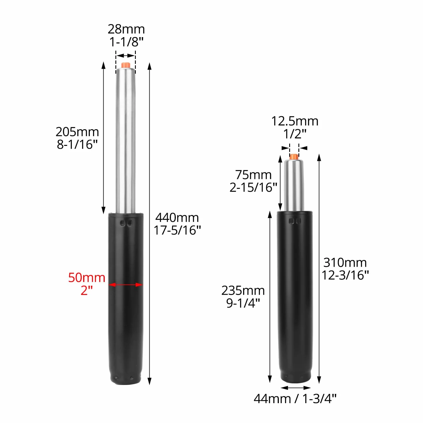 QWORK® sprężyna gazowa do krzeseł biurowych, 31-45 cm wymienna sprężyna gazowa ze stali nierdzewnej, obrót o 360°, do krzeseł biurowych