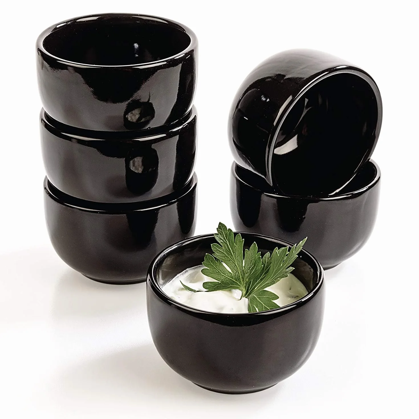 Kuro miseczki na sosy zestaw 6 sztuk czarne kamionka Ø 6 x 4 cm do sushi i sosu sojowego