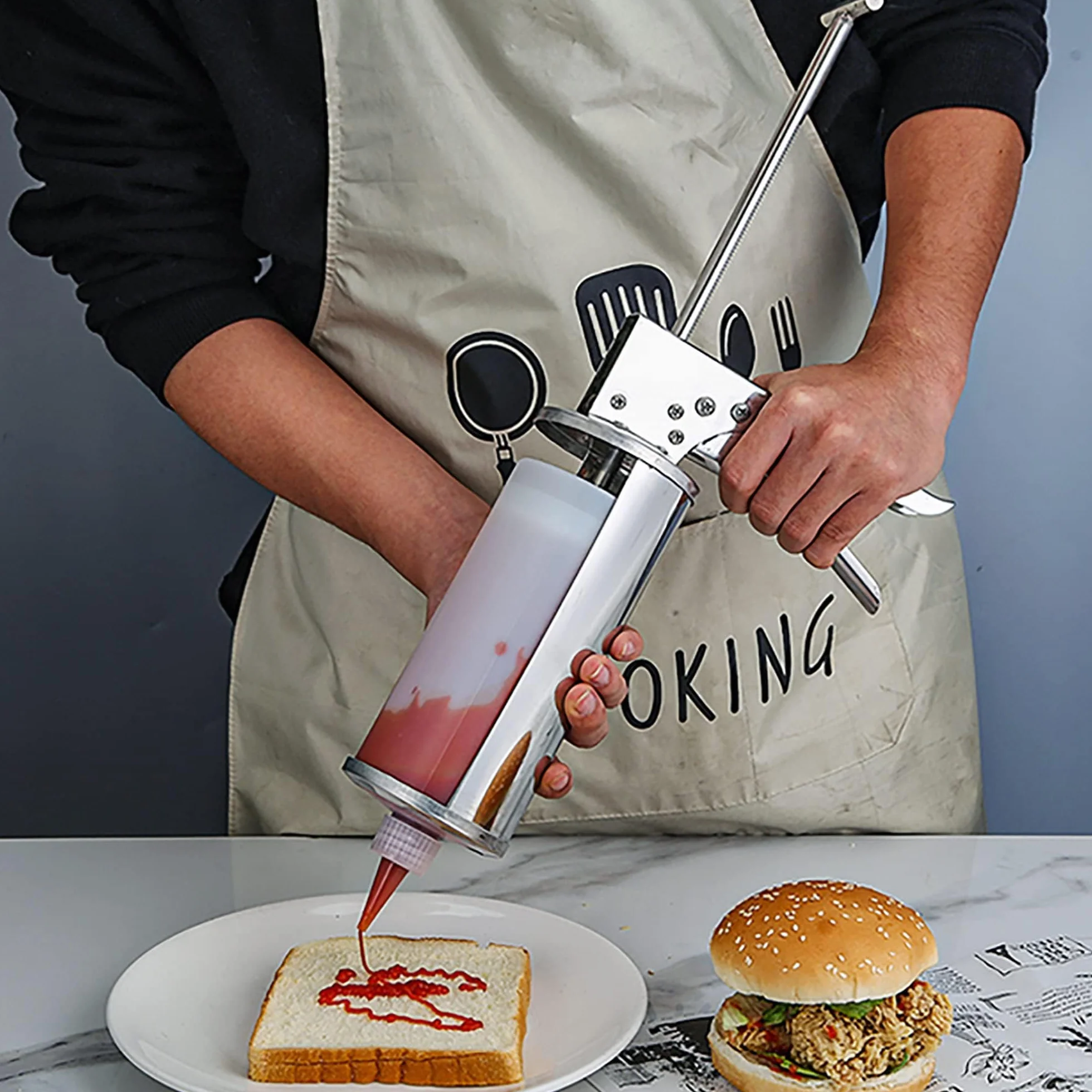Pistolet do sosu hamburgerowego, dozownik ilościowy, pompka do octu musztardowego