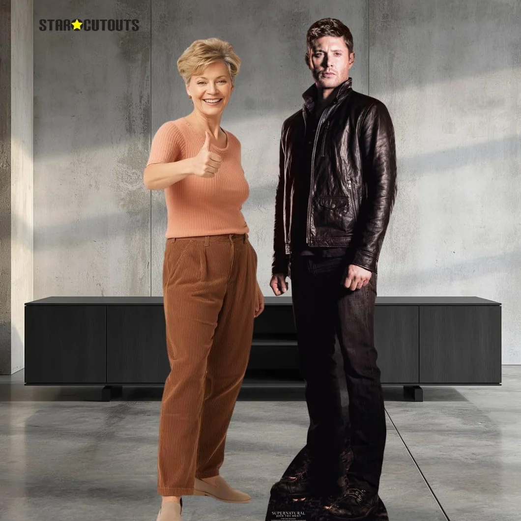 Star Cutouts Ltd SC983 wycięcia w gwiazdki Dean Winchester Hunter Supernatural Life Size Kartonowe wycięcie z mini blatem, wielokolorowe, 188 x 46 x 188 cm