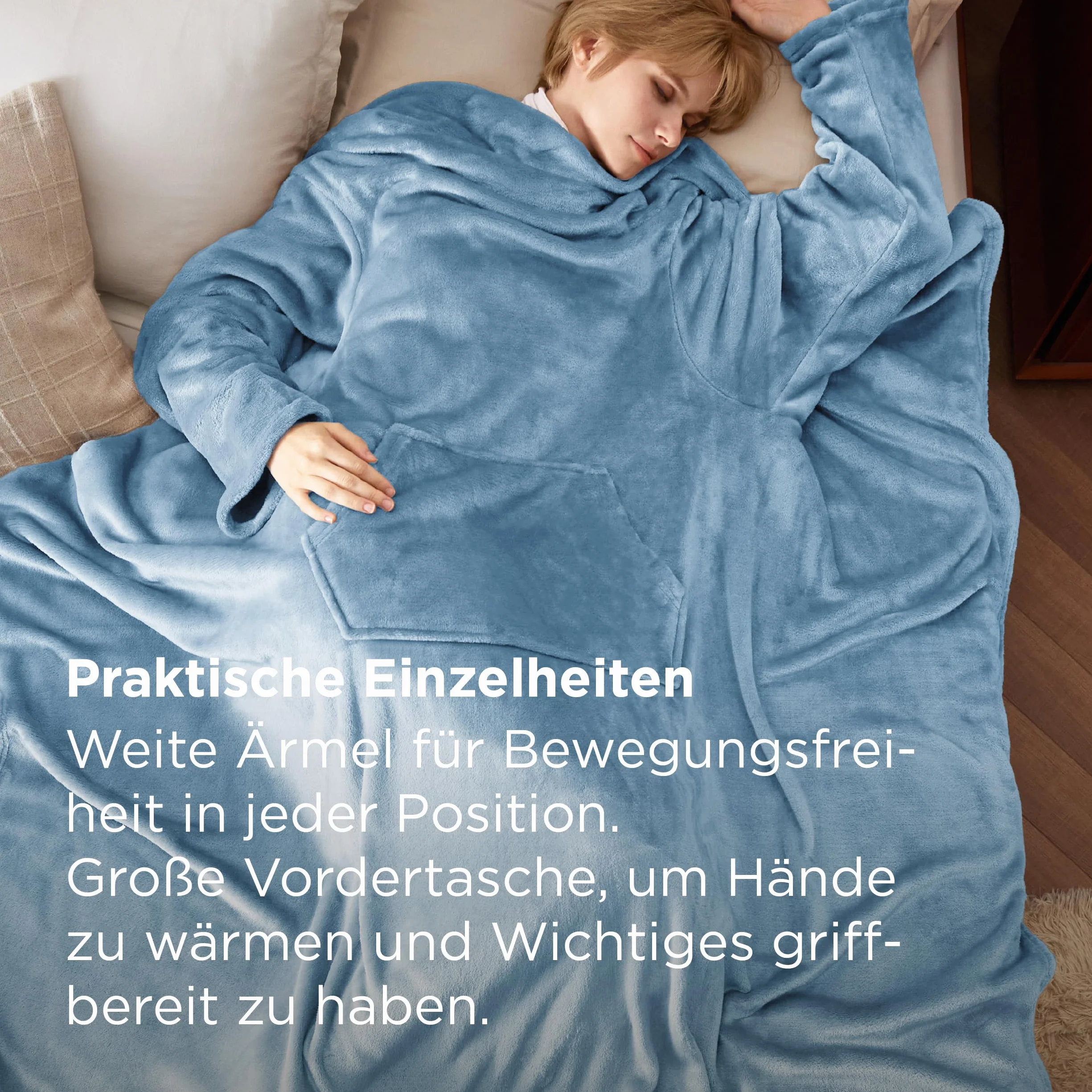 BEDSURE Koc z rękawami jako prezent dla kobiet, przytulny, 150 x 200 cm, ciepły, dla dorosłych, koc do oglądania telewizji, sharpa, czerwony Christmas Red