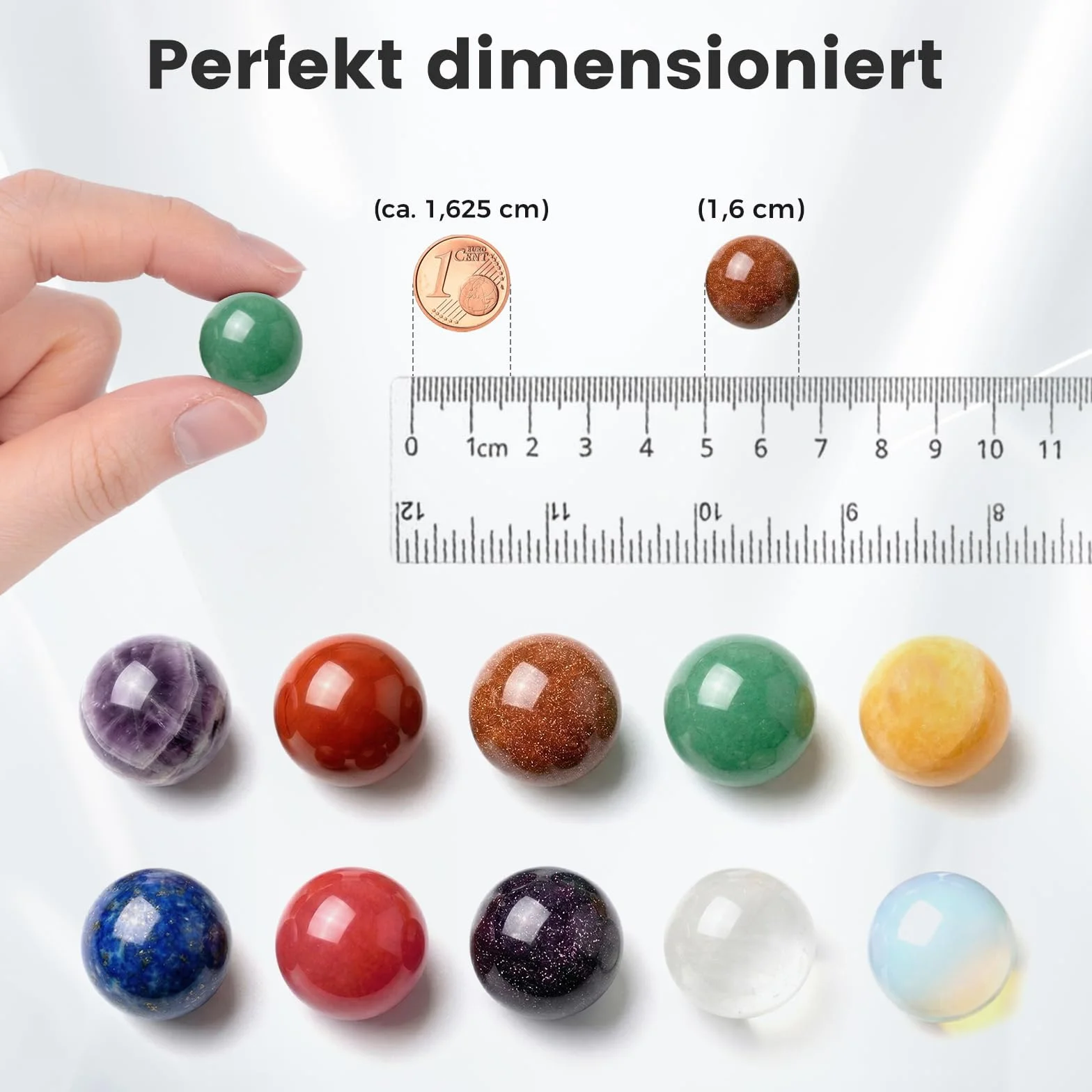 HAKACC 10 sztuk dużych kulek, 16 mm kolorowe kulki ze szkła kryształowego do dekoracji i kolekcjonerów