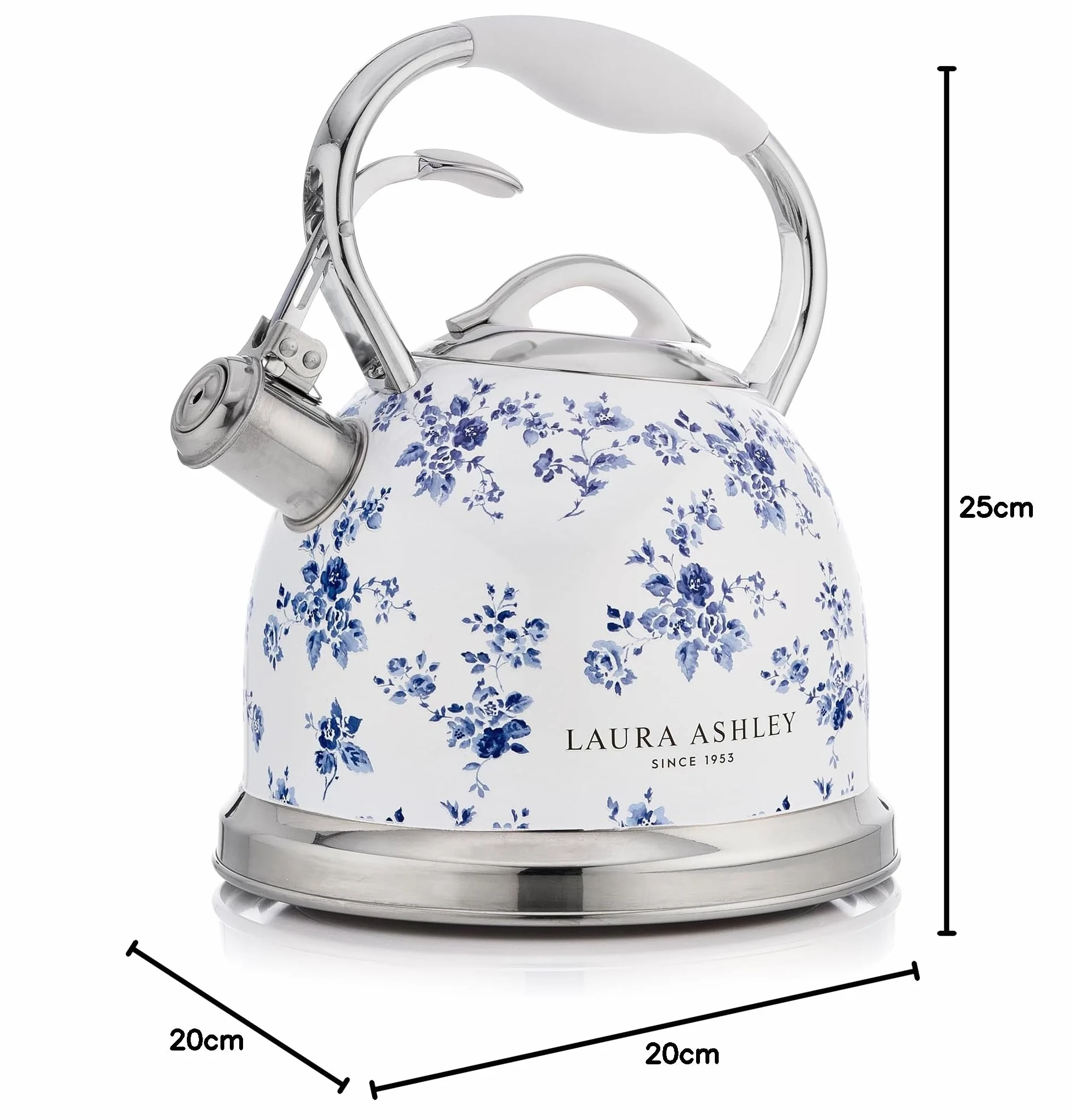 Laura Ashley China Rose Czajnik Indukcyjny 2,5 L Gwizdający Szybko Gotujący na Kuchenkę Gazową