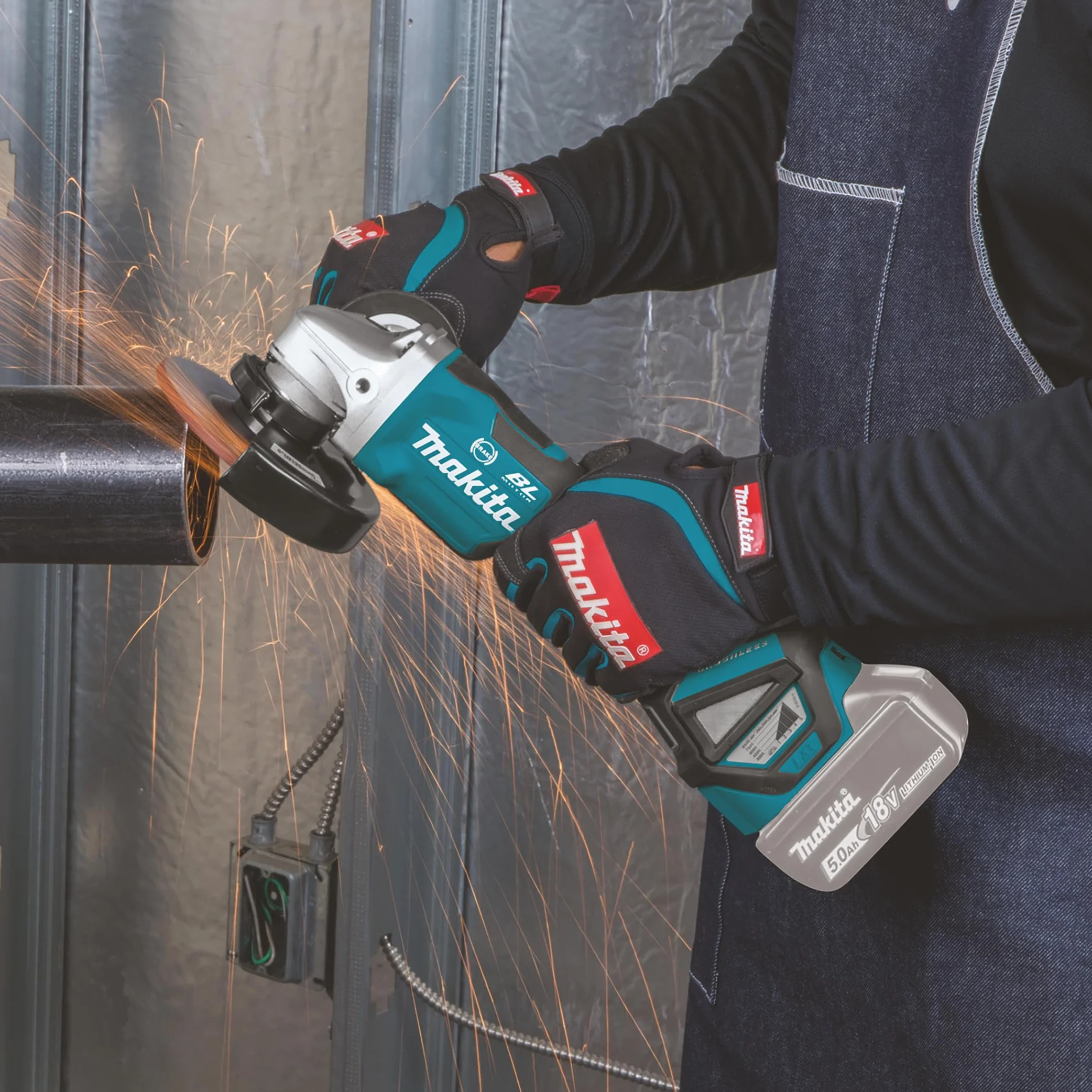 Makita Akumulatorowa Szlifierka Kątowa, Niebieski/Czarny, 125 mm
