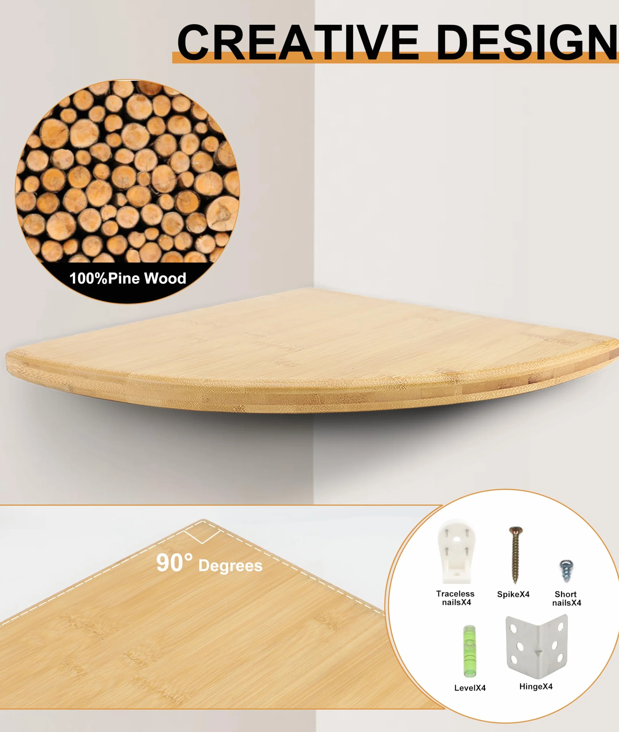 Gugxiom Drewniany regał ścienny do sypialni, łazienki, kuchni, salonu, domyślnie, 30 cm, nowoczesny i minimalistyczny