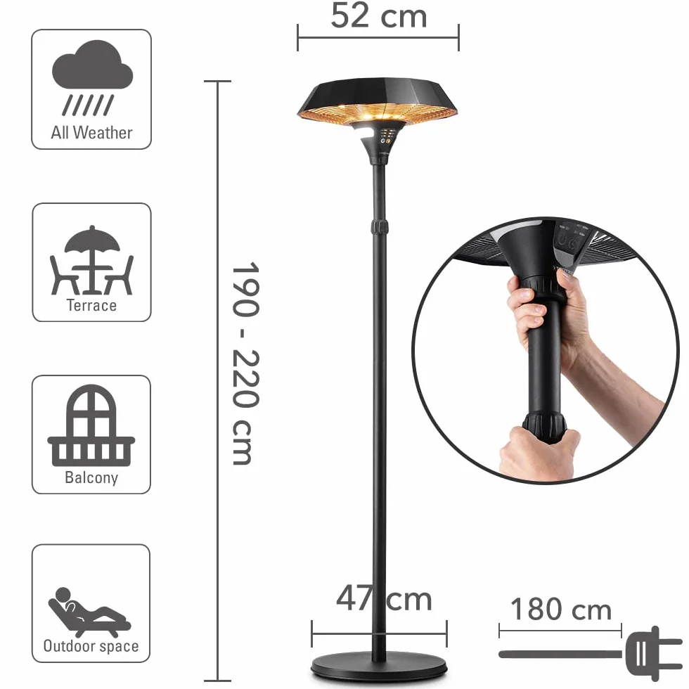 TROTEC IRS 2110 Stojący promiennik ciepła na podczerwień 3 stopnie ogrzewania maks. moc 2100 W dystrybucja ciepła 360° regulacja wysokości energooszczędny