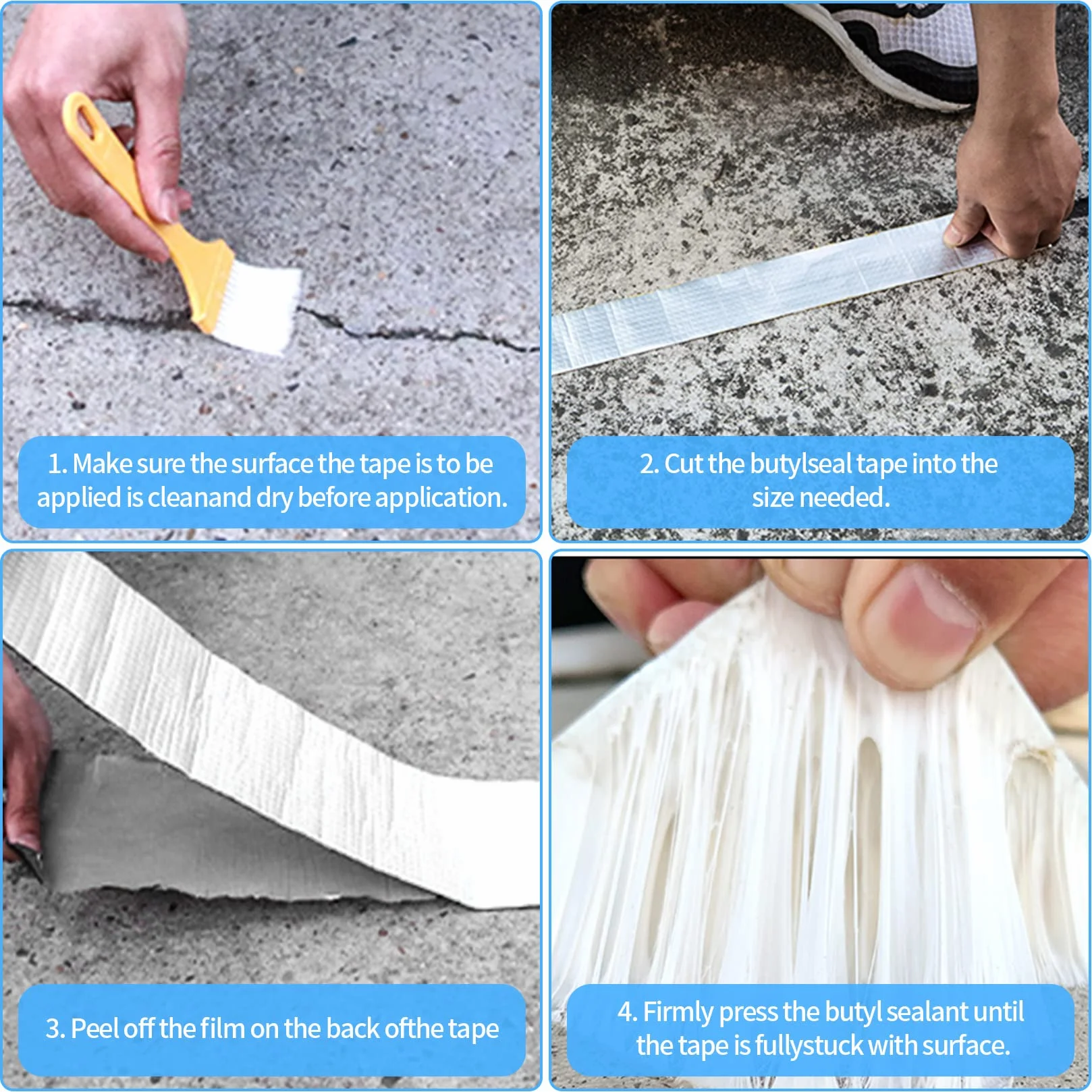 Taśma uszczelniająca z gumy butylowej, wodoszczelna, z folii aluminiowej, taśma z kauczuku butylowego, taśma uszczelniająca, taśma naprawcza do przecieków dachowych, szczelin na parapetu, pęknięć