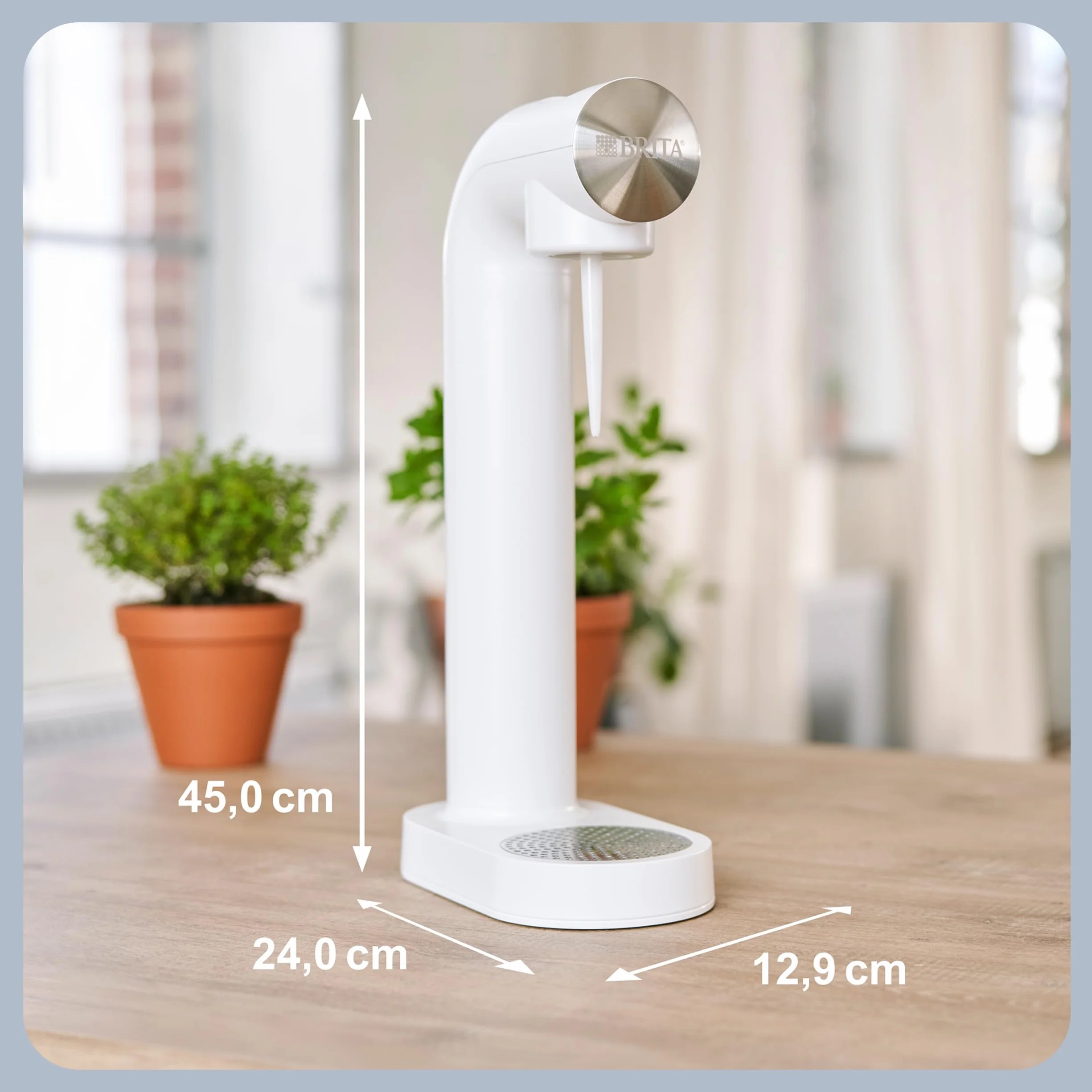 Saturator do wody BRITA sodaONE biały, w zestawie cylinder CO2 i butelka PET, do 60L wody gazowanej, smaczna świeża woda gazowana