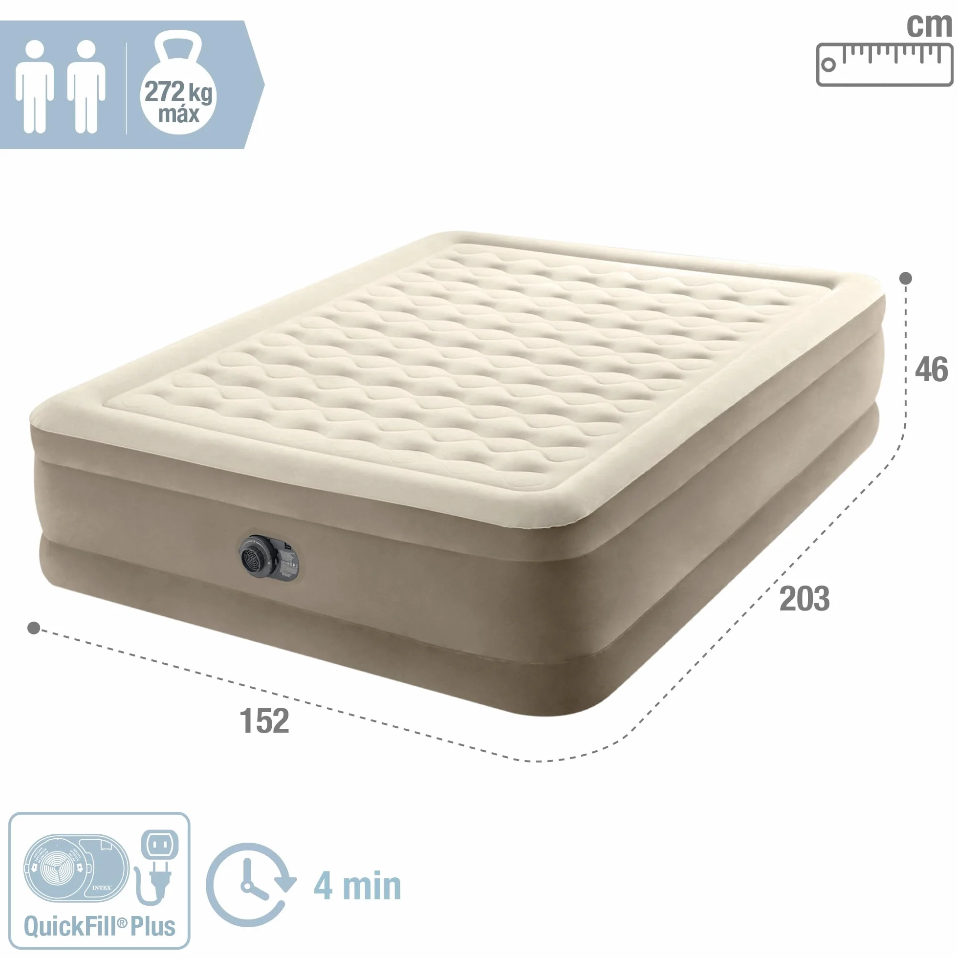 Dwuosobowy Materac Dmuchany 152x203x46 cm łóżko pompka 220V INTEX 64428ND