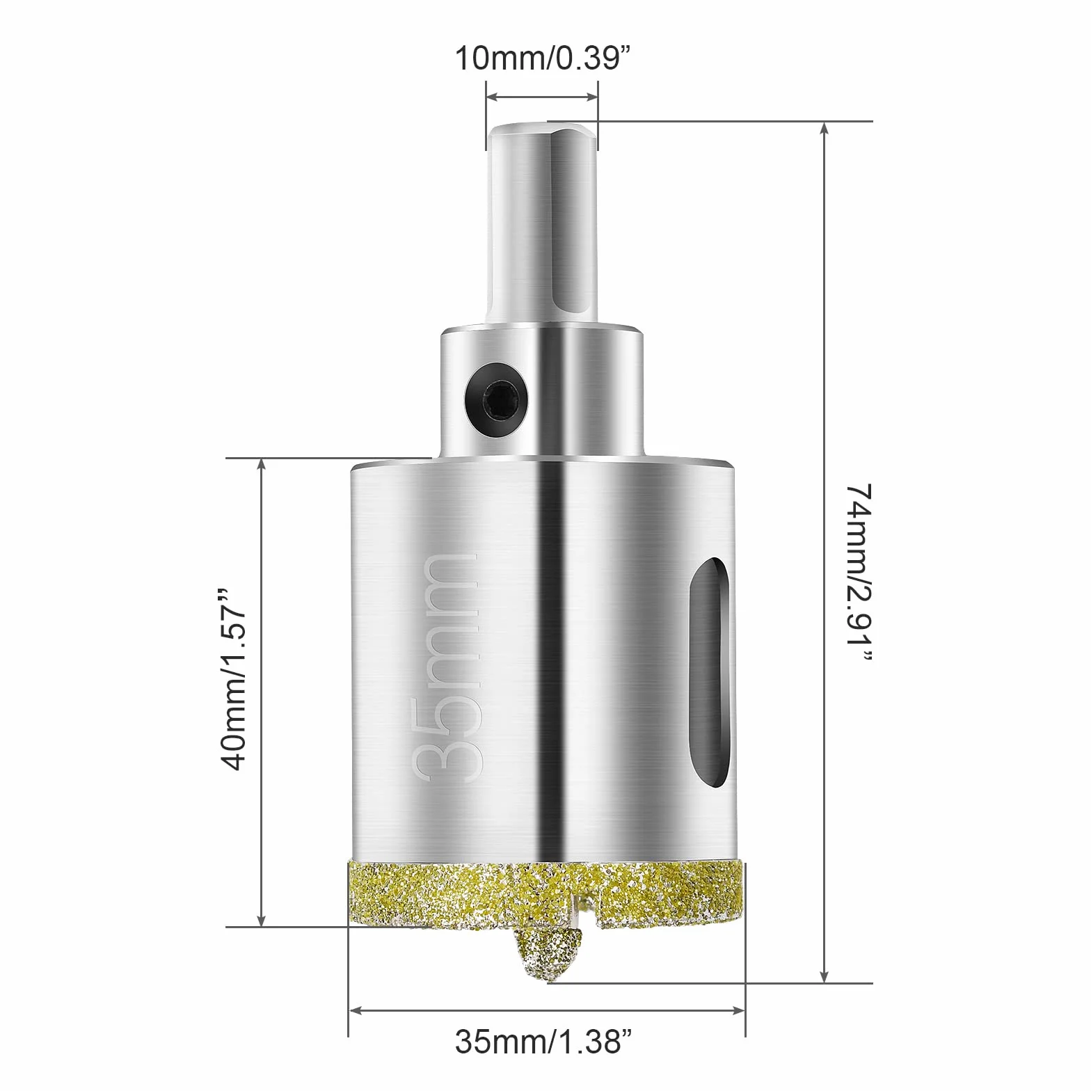flintronic Wiertło diamentowe 35 mm z centralnym wiertłem prowadzącym, wiertło rdzeniowe do szklanych otwornic z powłoką diamentową, do cięcia szkła, płytek, ceramiki, marmuru, wapienia, włókna