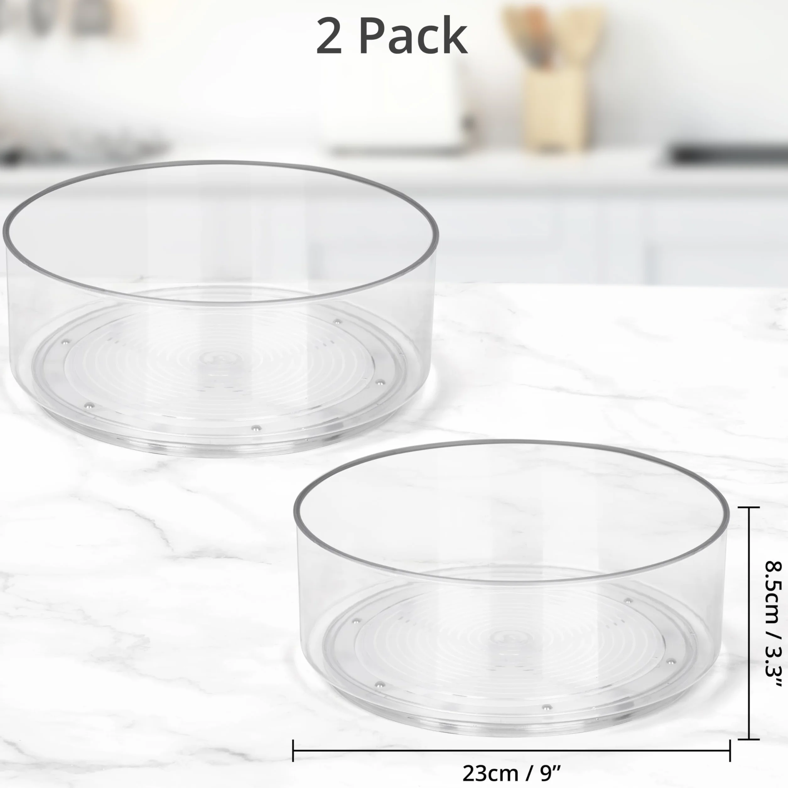 Winter Shore Organizer Lazy Susan 24cm [2 Pack] - Przezroczysty, Obracany Pojemnik na Przyprawy, Oleje, Kosmetyki - Łazienka, Kuchnia, Spiżarnia