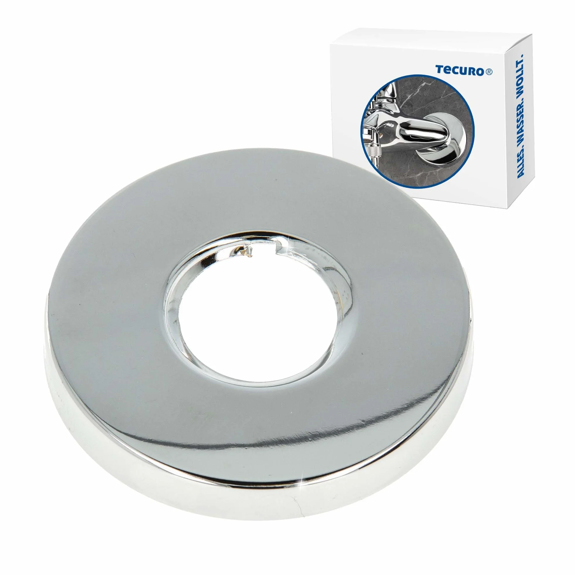 tecuro Gniazdo gwintowane (3/4) Ø 27 mm x Ø 80 mm x wysokość 25 mm, chromowany mosiądz