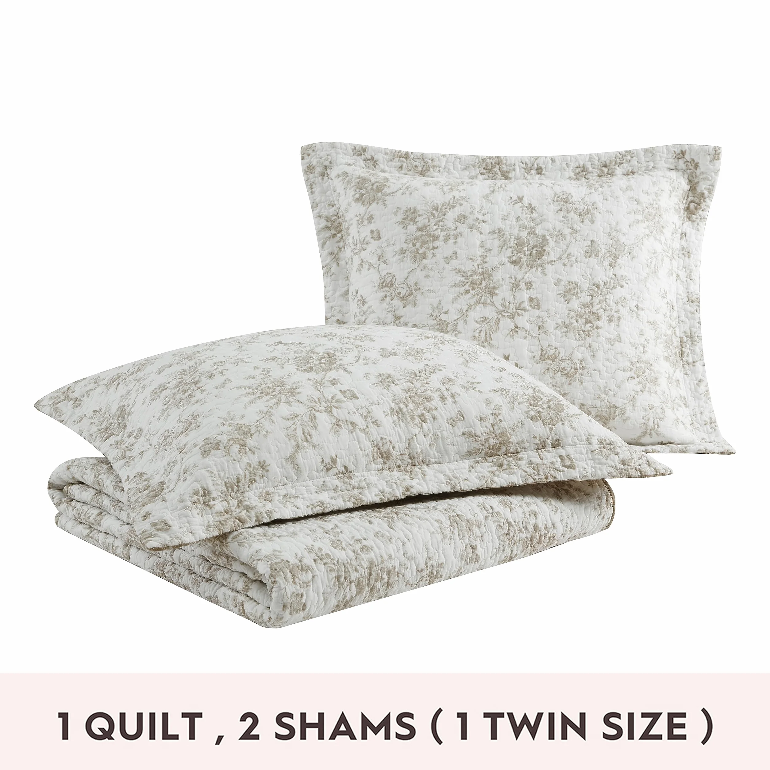 Laura Ashley Komplet pościeli w rozmiarze full/queen, dwustronna pościel bawełniana z kwiatowym wzorem i pasującymi poszewkami, wystrój domu na każdą porę roku (ogród otoczony murem, brązowa)