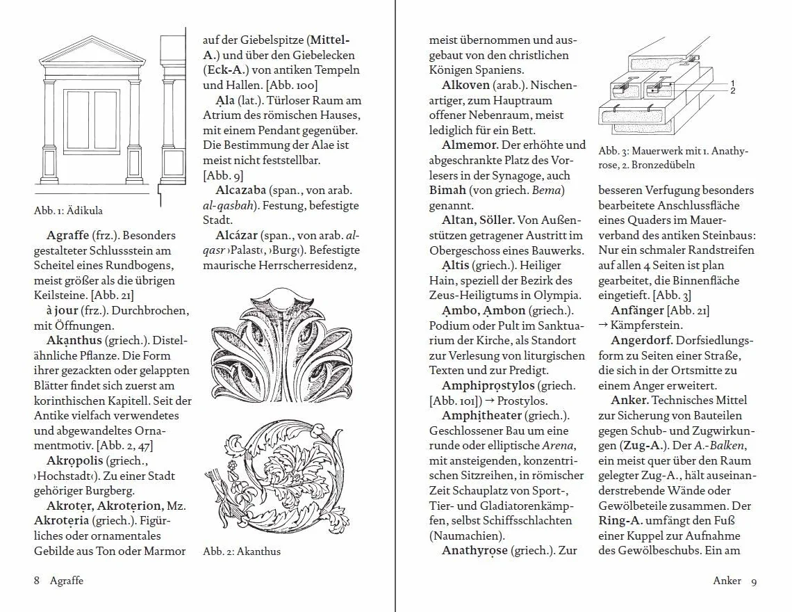 Wörterbuch der Architektur: Gebäudetypen; Erläuterungen; Stilvarianten – 19569