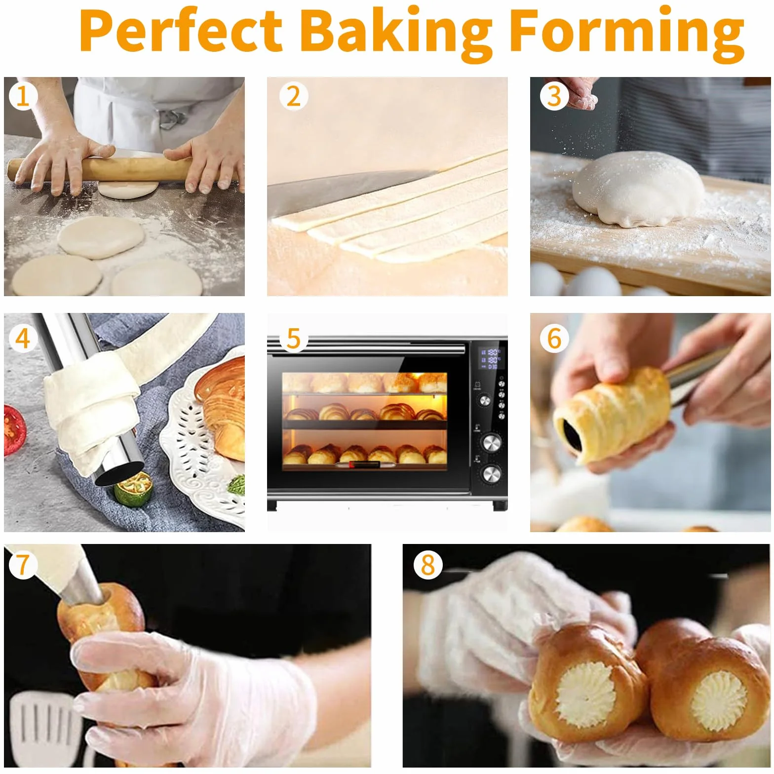 Zestaw form do cannoli - 15 sztuk form ze stali nierdzewnej, rurki 12 cm ze szczotką do czyszczenia, nieprzywierające formy na schillerlockeny, formy do rolek piankowych, forma na croissanty
