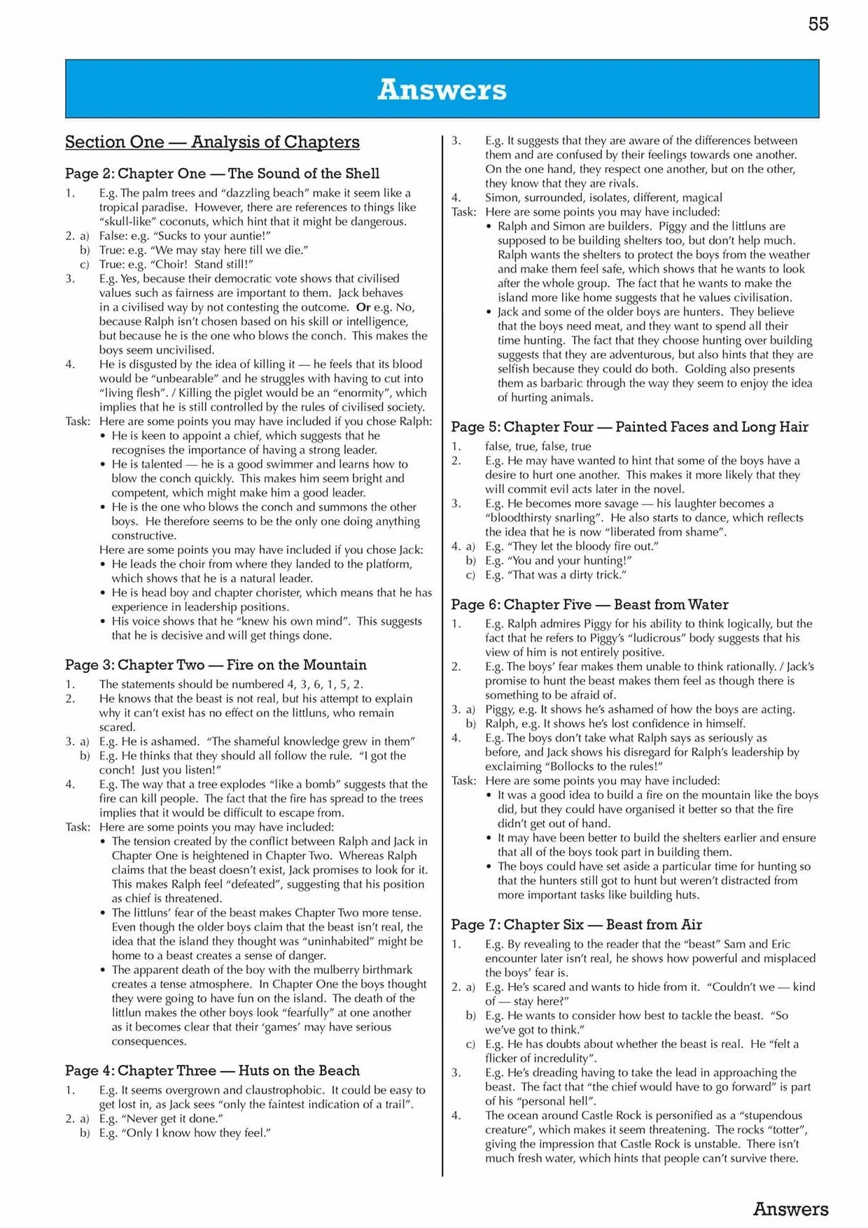 GCSE English - Lord of the Flies Workbook (includes Answers)