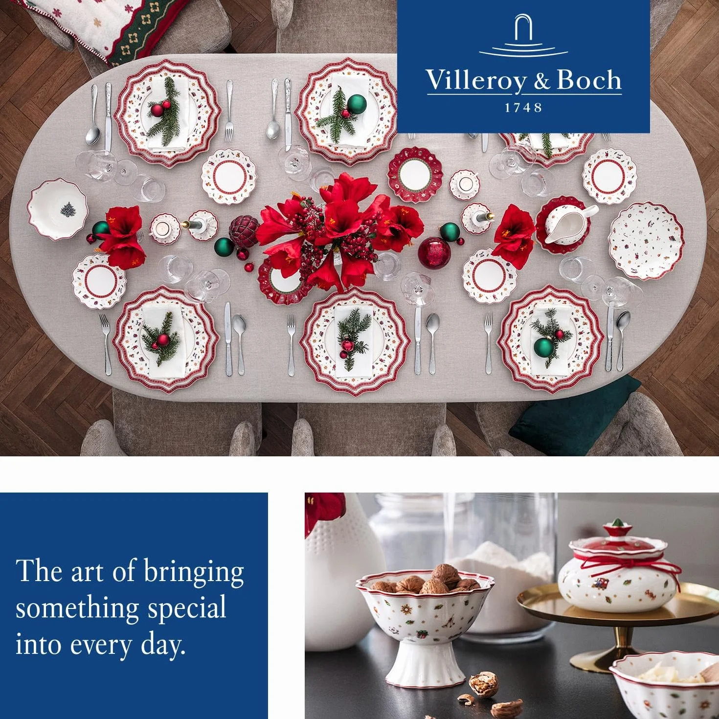 Villeroy & Boch Toy'S Delight Zestaw Naczyń do Serwowania Biały Czerwony 4 Elementy