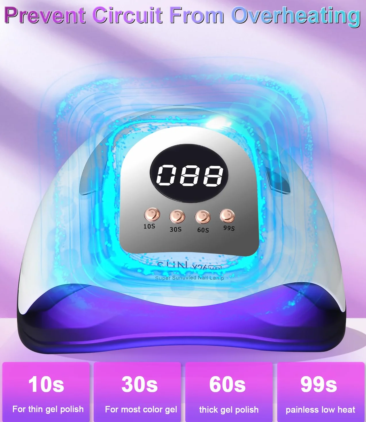 Lampa UV do paznokci 380 W, 81 LED lakier żelowy do paznokci, 4 timery, wyświetlacz LCD, automatyczny czujnik, szybka suszarka, nadaje się do wszystkich lamp
