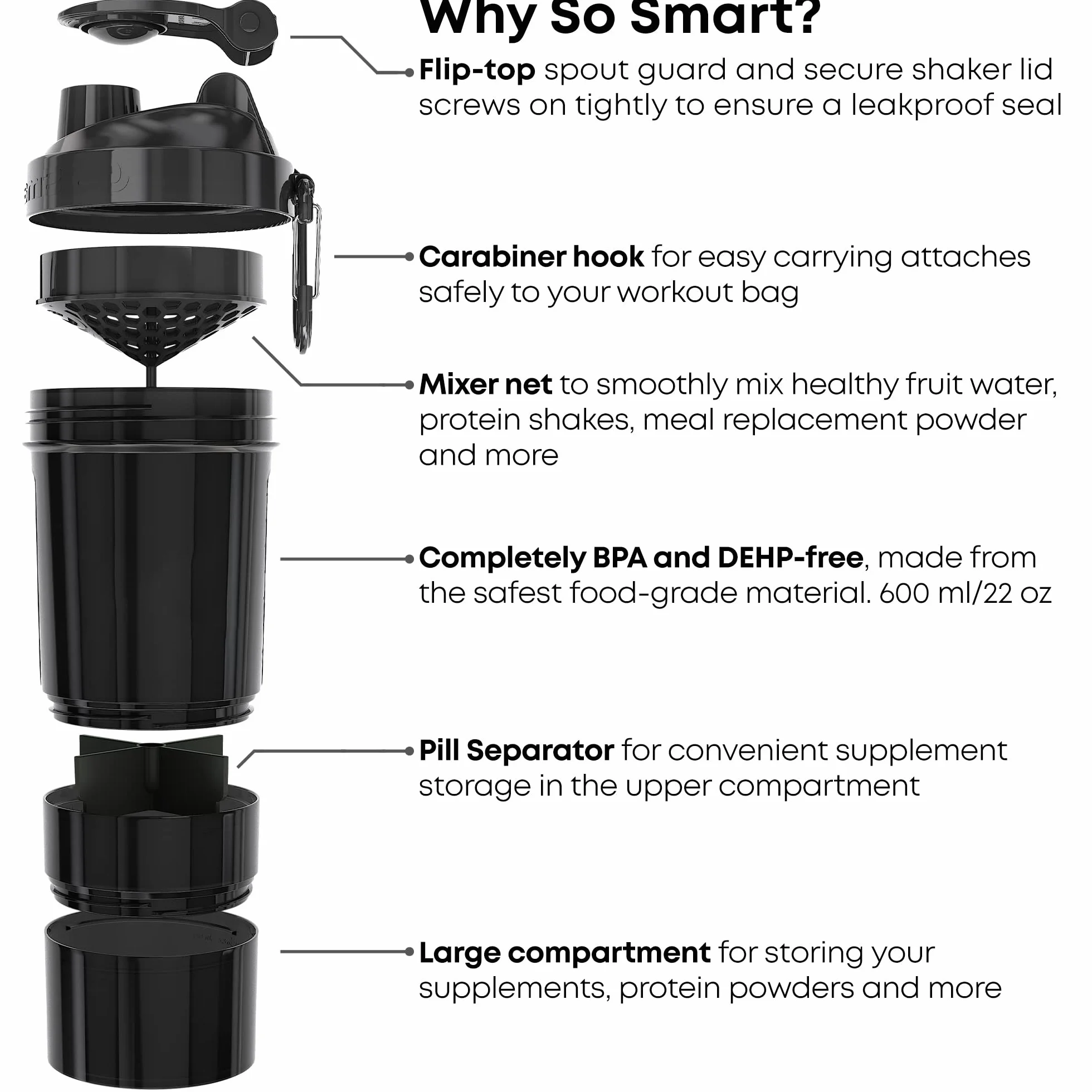 Smartshake O2GO ONE Shaker Suplement, Deep Rose