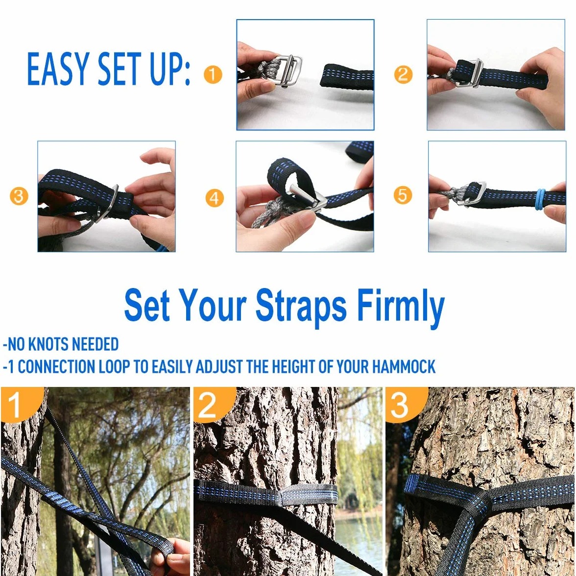 Onewind 2 * 10Ft Hammock Straps Set, Heavy Duty Camping Tree-Friendly Straps Hanging Kit with Safety Lock Cinch Buckle 1 Inch Wide 1500 LBS Durable Lightweight No-Stretch and Easy to Set Up