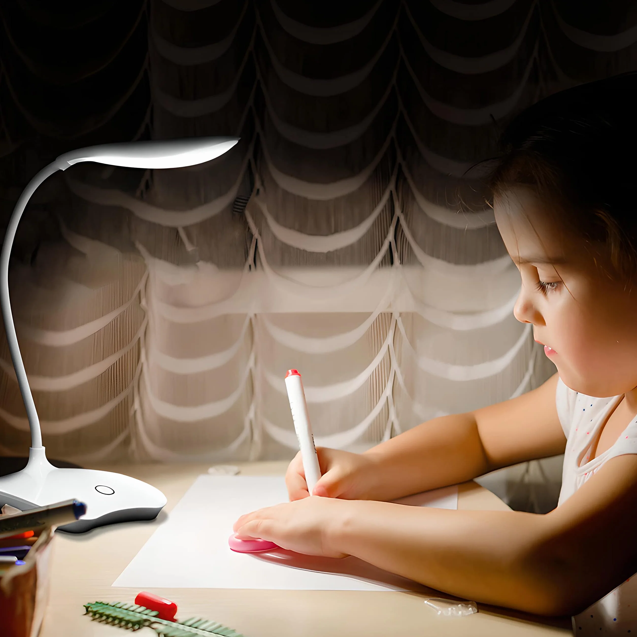 Retoo Dotykowa lampa biurkowa LED ze ściemniaczem i 3 poziomami jasnosności, Elastyczna lampka szkolna na biurko dla dzieci z USB, regulacją i ochroną oczu, Kreślarska, do szkoły, pracy, domu, biura