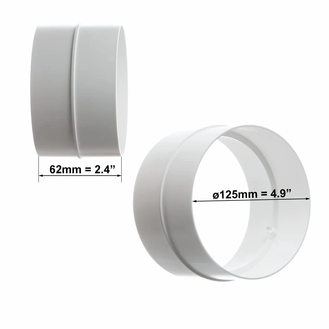 PCW Ø 125 mm łącznik rura wentylacyjna ABS, rura okrągła wylotowa