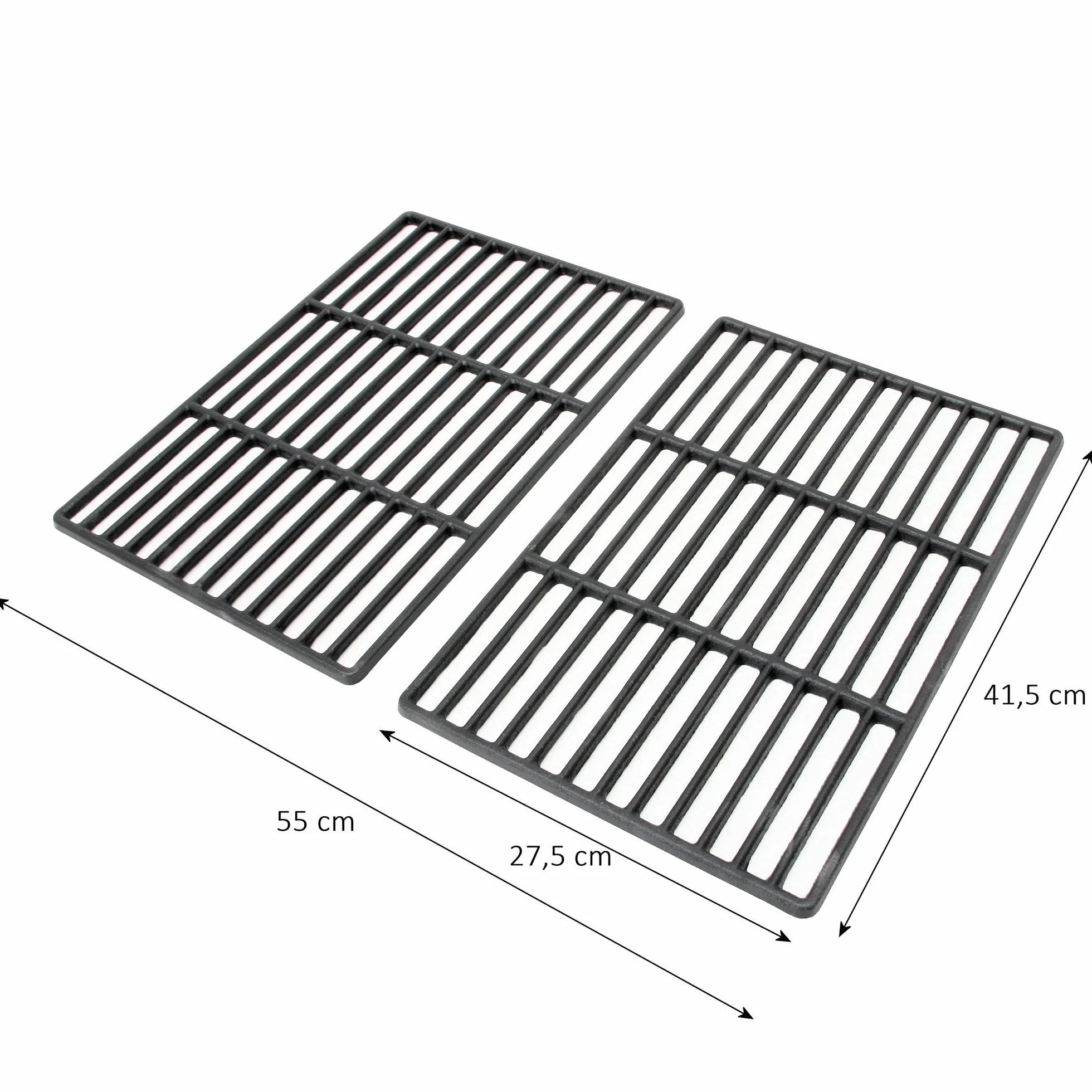 BBQ-Toro Ruszt żeliwny (2 sztuki) | emaliowany | 27,5 x 41,5 cm każdy | Ruszt żeliwny do grilla gazowego | Pasuje do modeli Tepro Toronto, Aktiva Angular, El Fuego Montreal