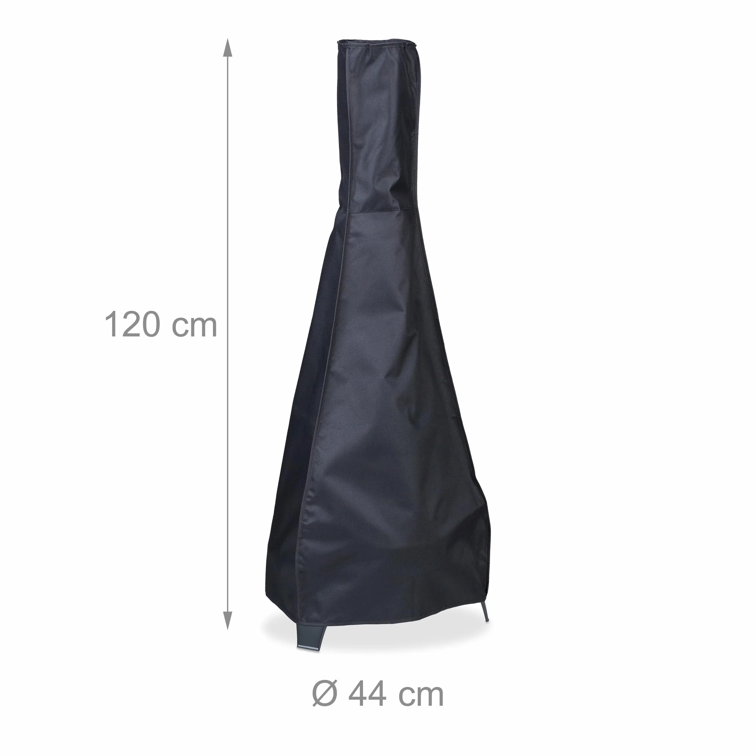 Relaxdays Osłona pieca tarasowego, wys. x śr.: 120 x 44 cm, wodoodporna, poliester 420D i PCW, osłona pieca kominkowego, czarna