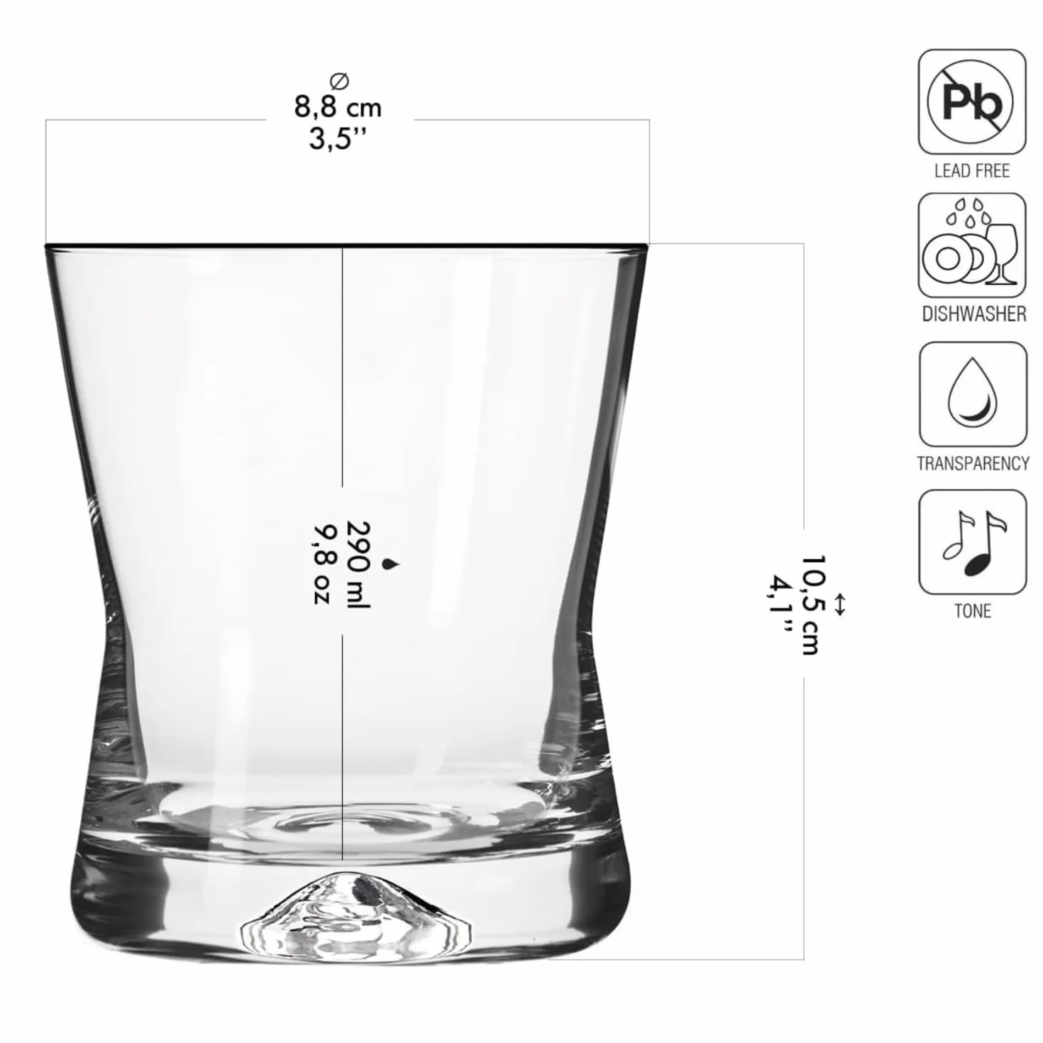 KROSNO Szklanki do Whisky 290 ml Zestaw 6 szt. X-Line