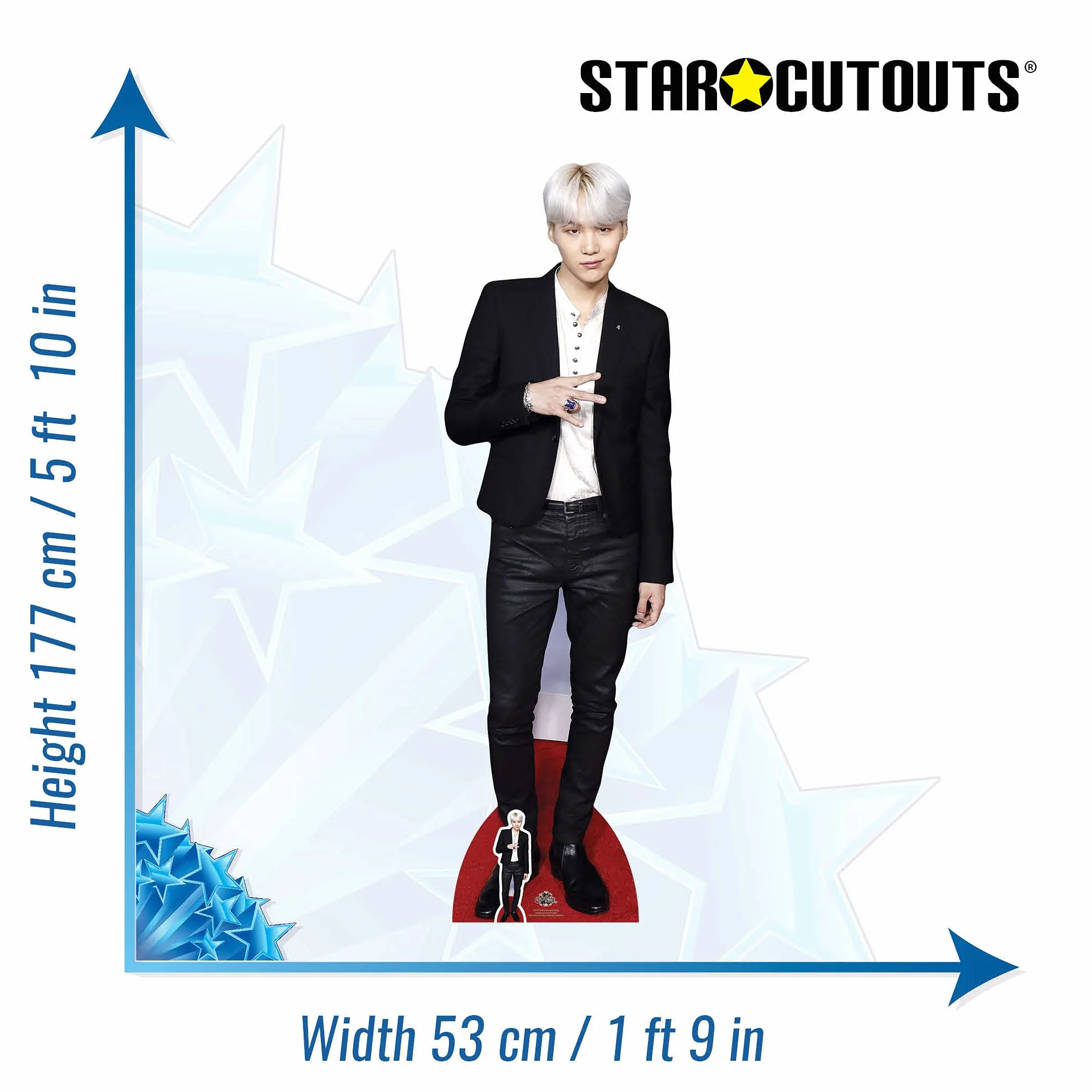 STAR CUTOUTS CS747 Lifesize kartonowe wycięcie na biurko Min Yoon-Gi (Suga) Bangtan Boys Standee, solidne, wielokolorowe