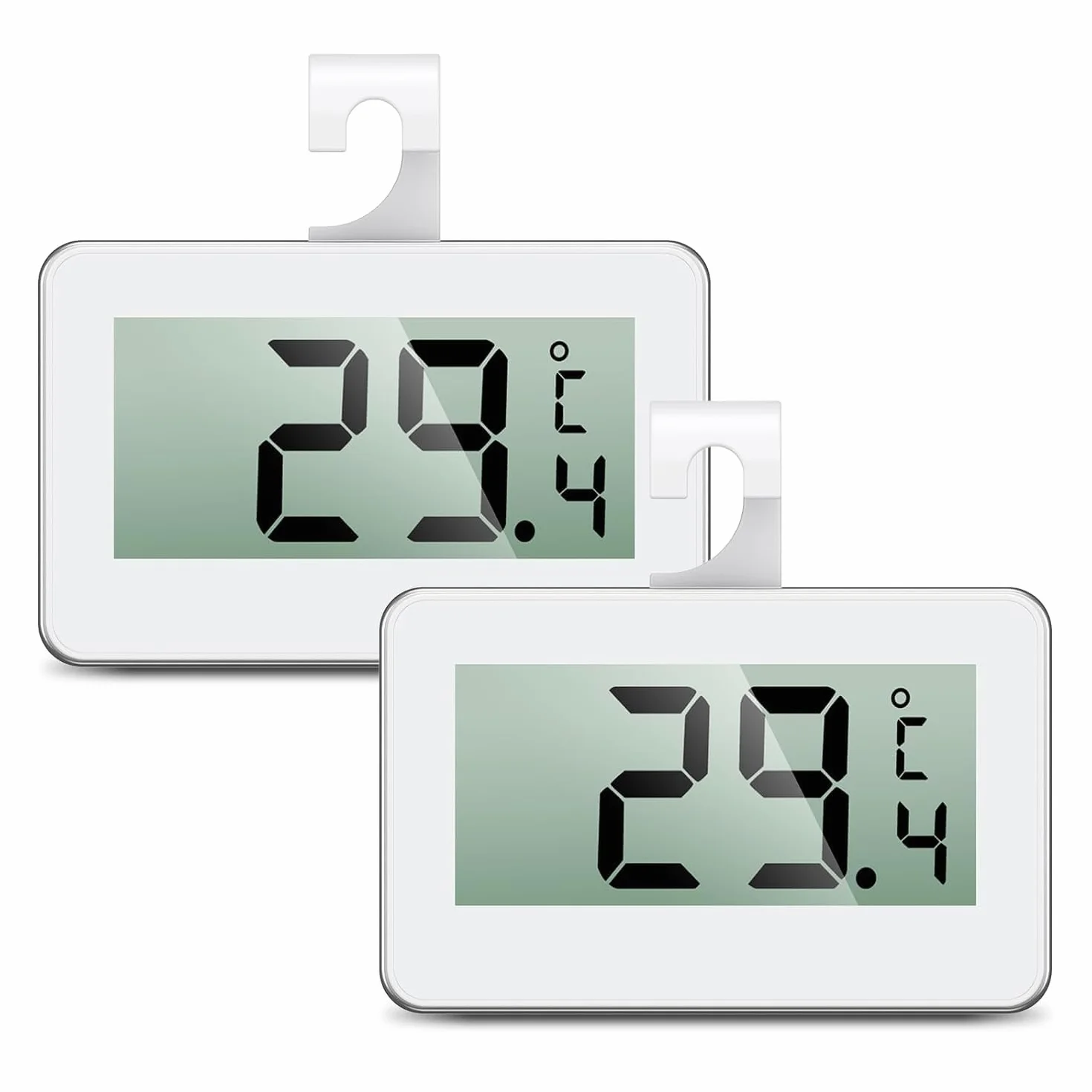 ORIA Termometr do lodówki, cyfrowy termometr do zamrażarki z hakiem, duży wyświetlacz LCD, alarm przed mrozem, 3 metody montażu do kuchni, domu, restauracji, kawiarni, baru itp. – biały