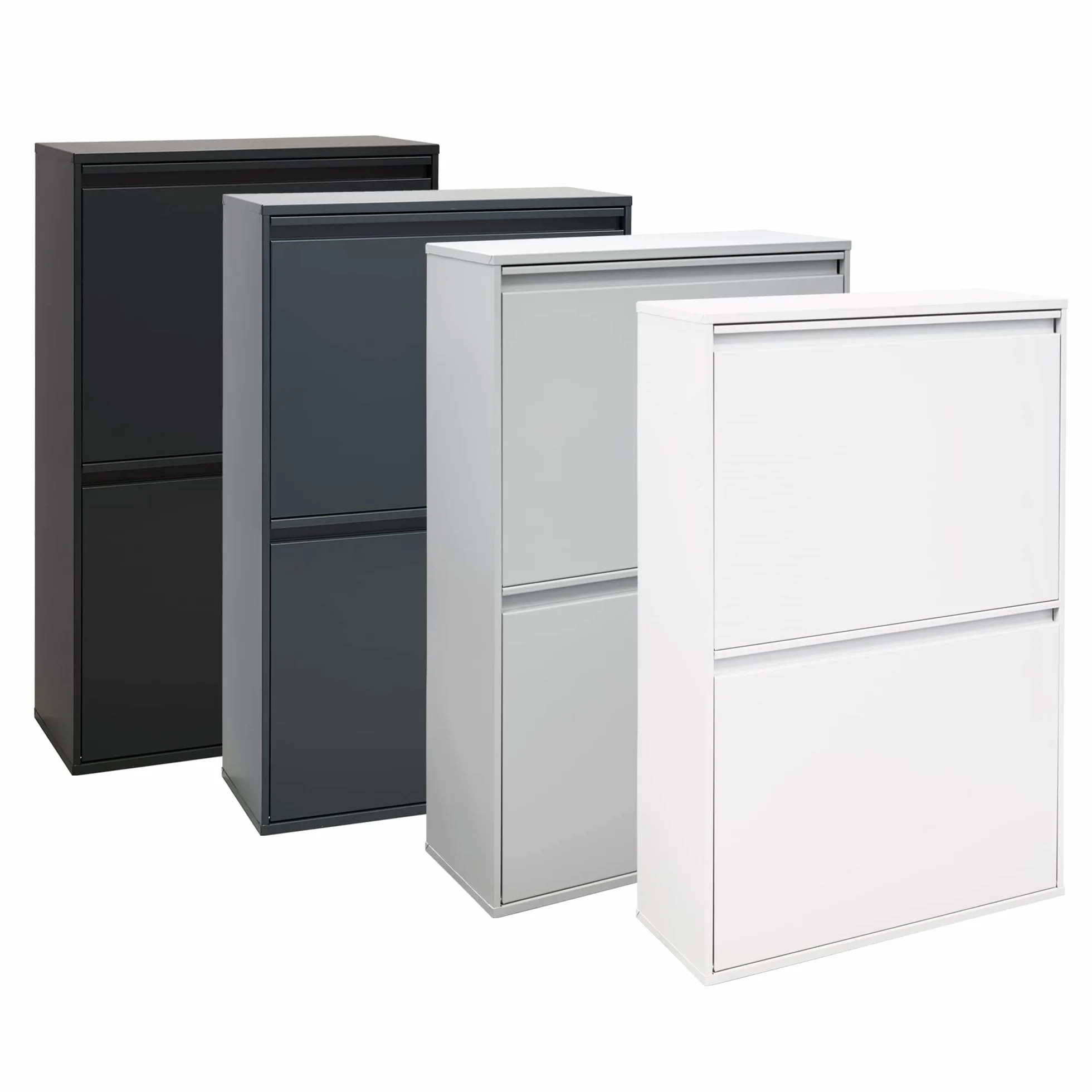 ARREGUI Basic CR606-B2 Kosz na śmieci z 4 pojemnikami | 23+11+17+17 L (68 L) | Selektywny kosz na śmieci do sortowania 4 pojemników | 4 wiadra ze stali | z wiadrem 23 l do pakowania | czarny