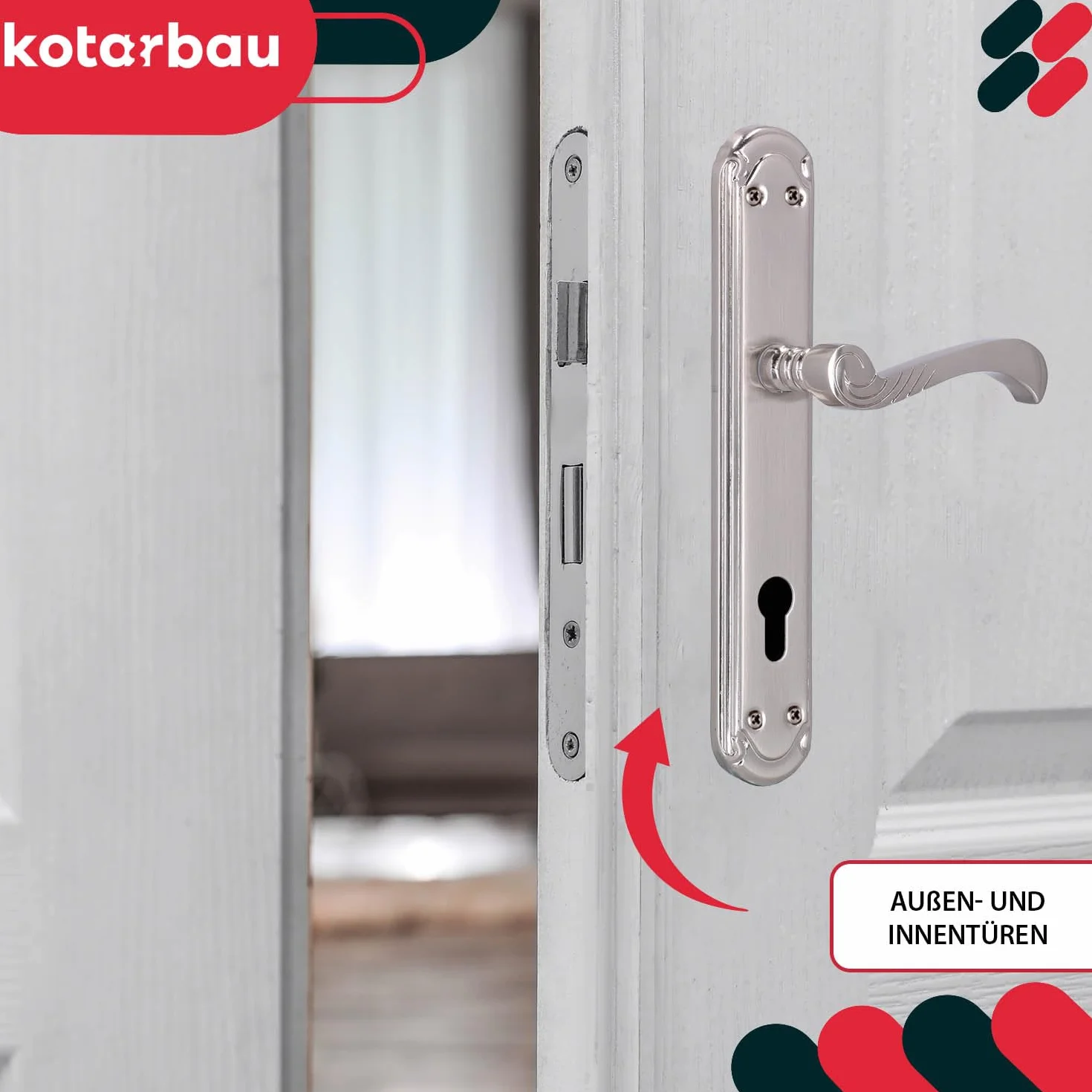 KOTARBAU® Klamka Drzwiowa Długi Szyld Na Wkładkę Bębenkową Wkład Zdobiona Retro Satyna 90 MM