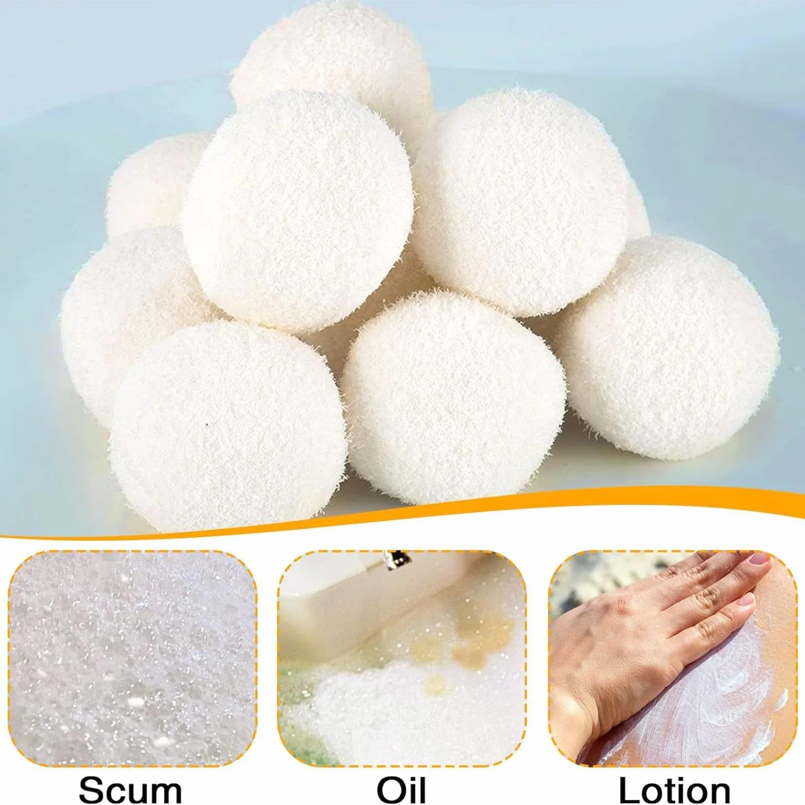 Hot Tub Sponge Scum Absorber - Cold Plunge Filter Balls - Wielokrotnego użytku do kąpieli do lodów Filter Oil Scum Balls, 2 x akcesoria do kąpieli lodowej i zimnych